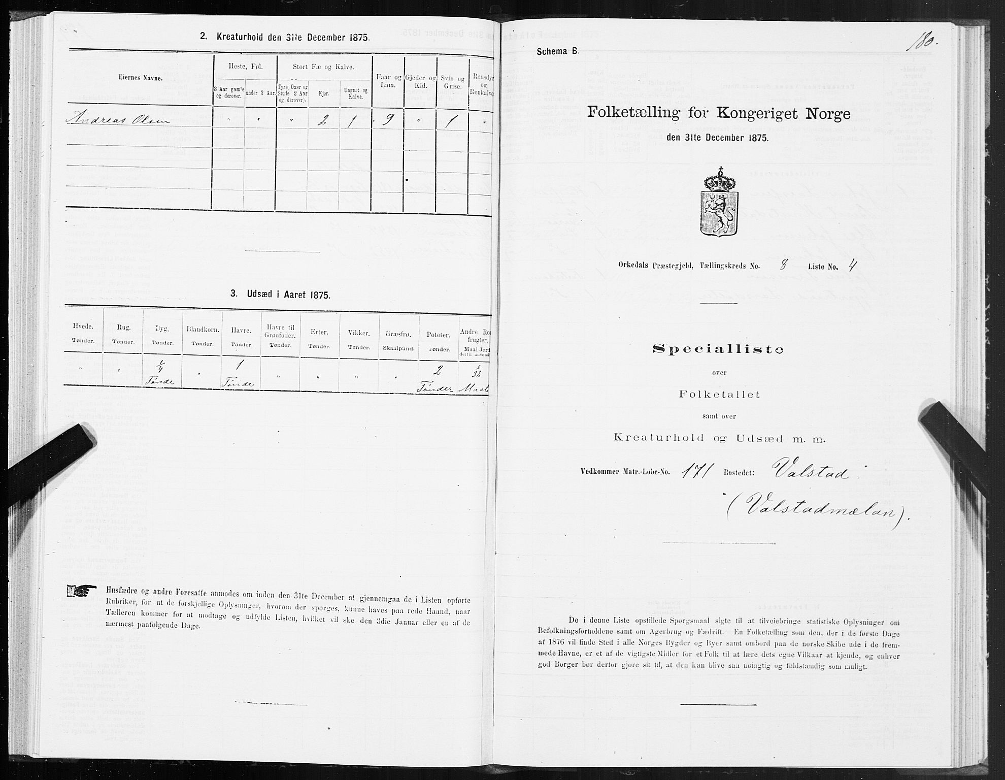 SAT, Folketelling 1875 for 1638P Orkdal prestegjeld, 1875, s. 4180