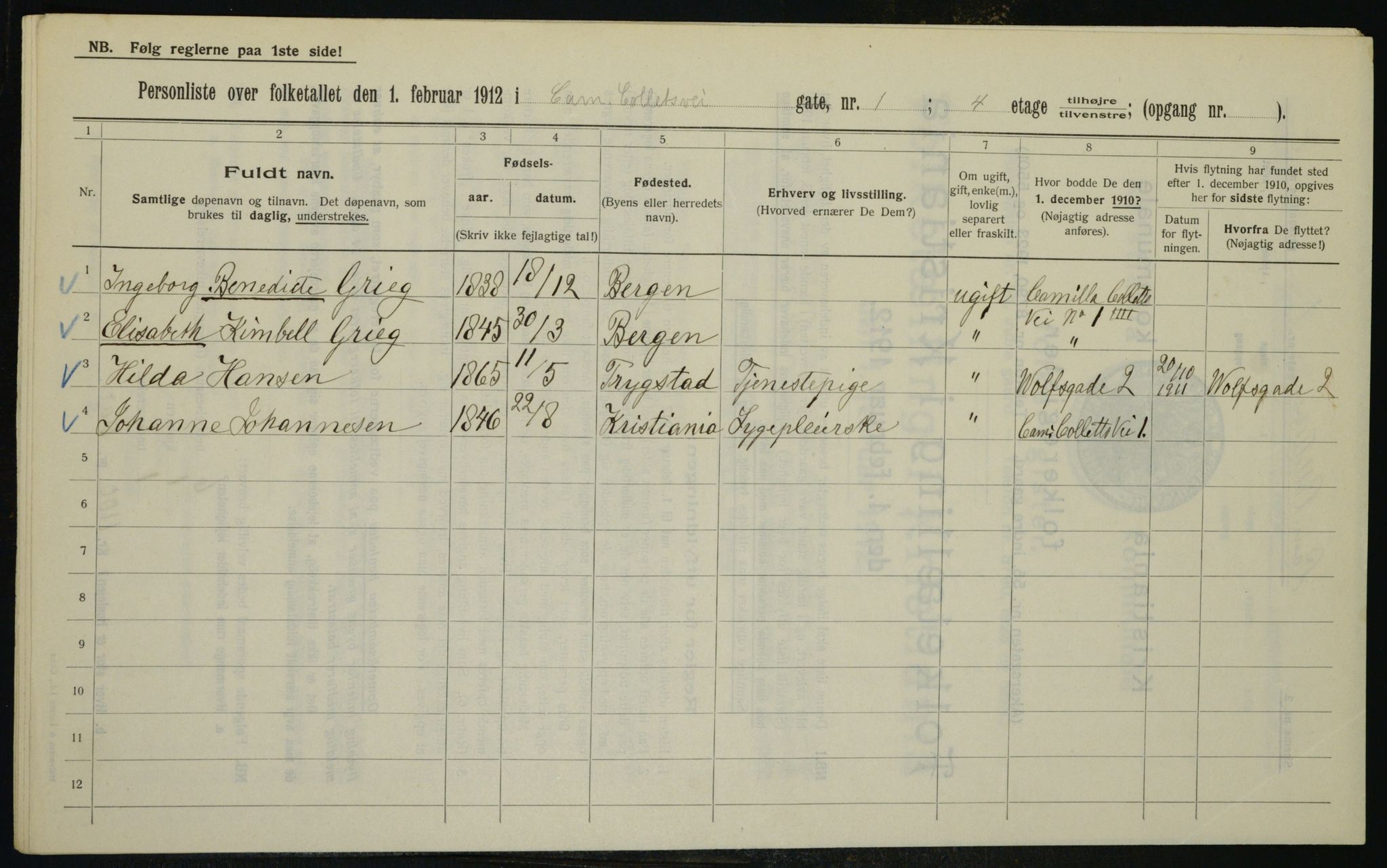 OBA, Kommunal folketelling 1.2.1912 for Kristiania, 1912, s. 11439