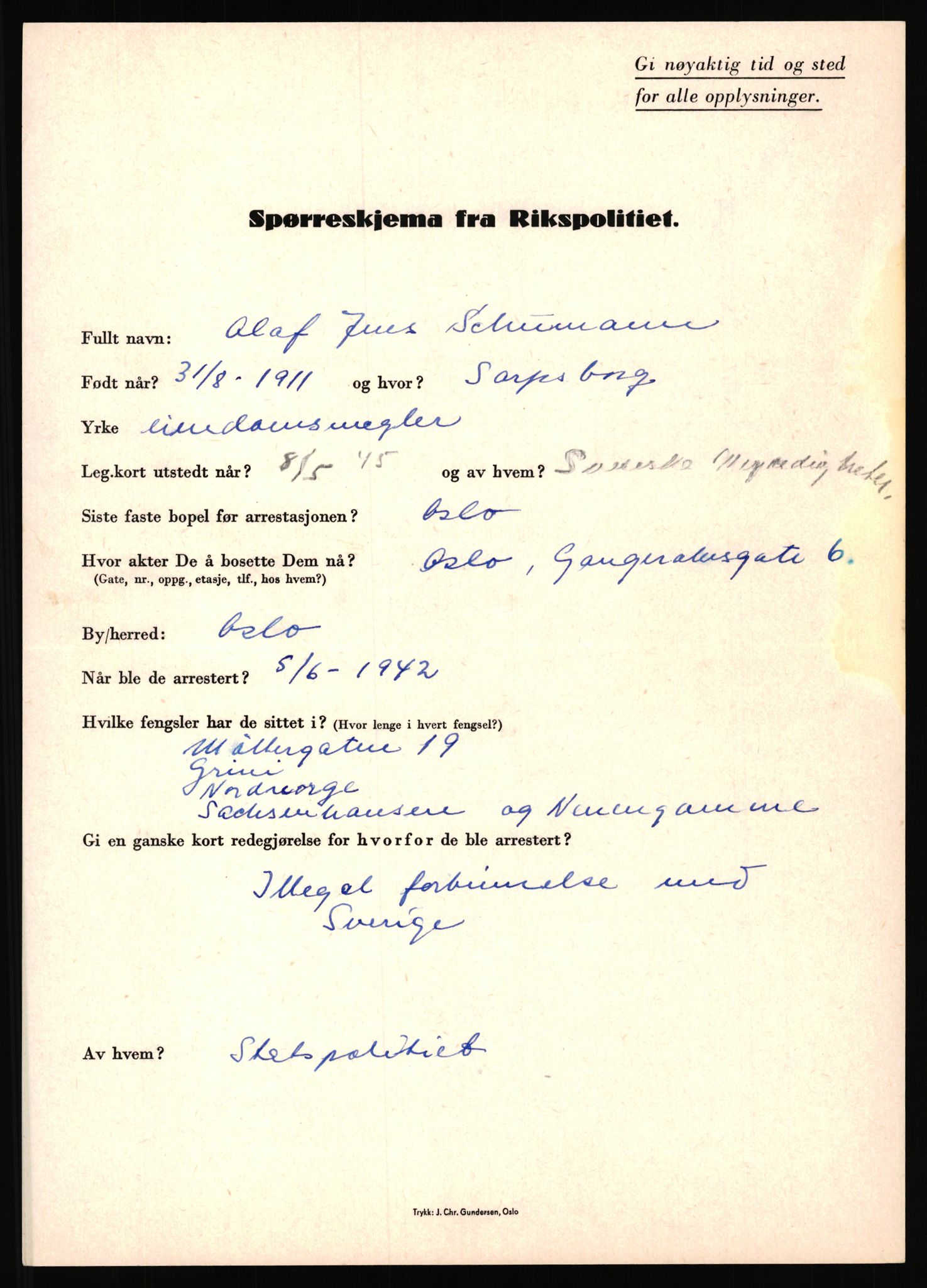 Rikspolitisjefen, AV/RA-S-1560/L/L0015: Scharff, Carlo Max - Stephensen, Gudrun, 1940-1945, s. 25