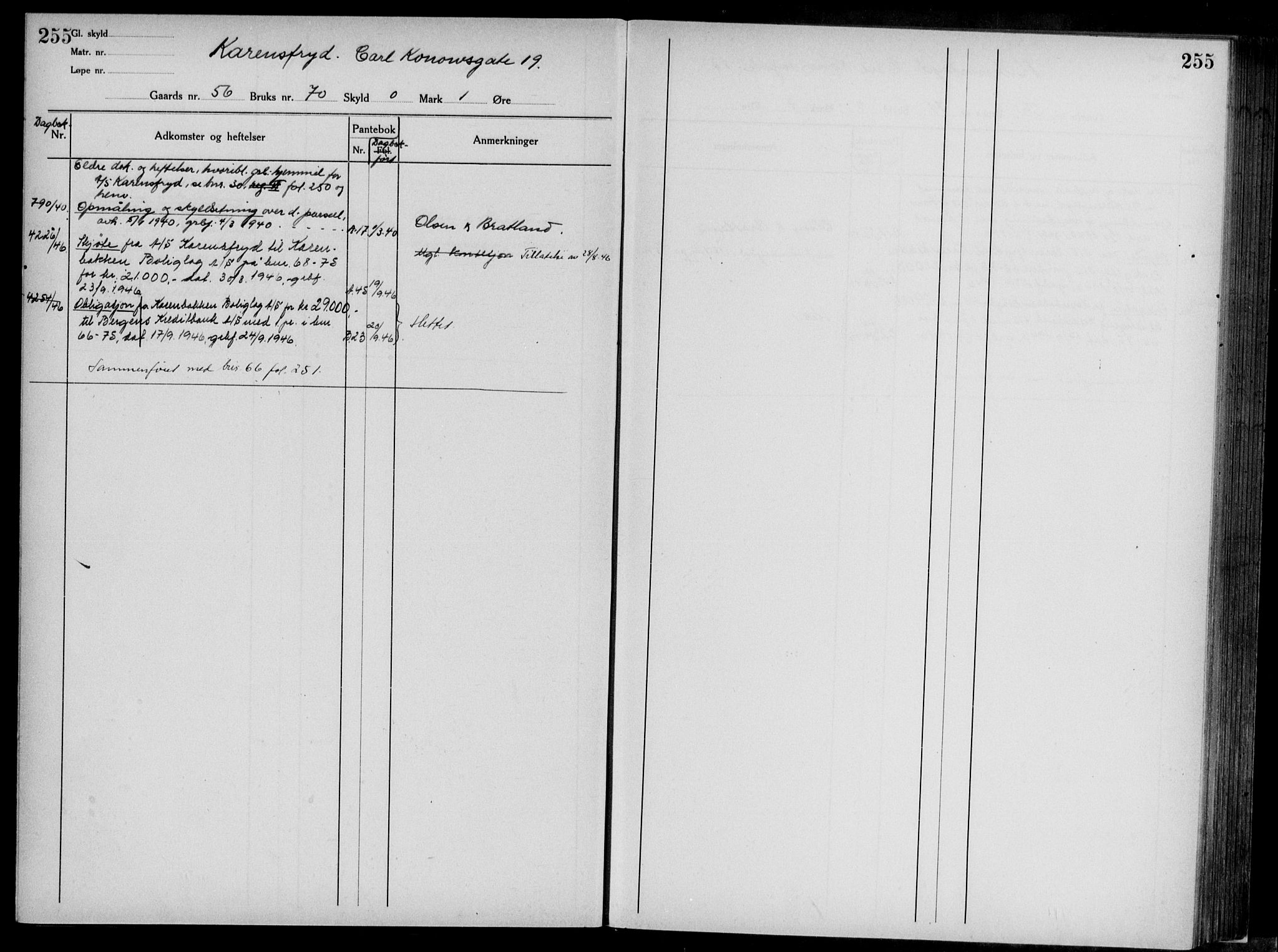 Midhordland sorenskriveri, AV/SAB-A-3001/1/G/Ga/Gab/L0117: Panteregister nr. II.A.b.117, s. 255