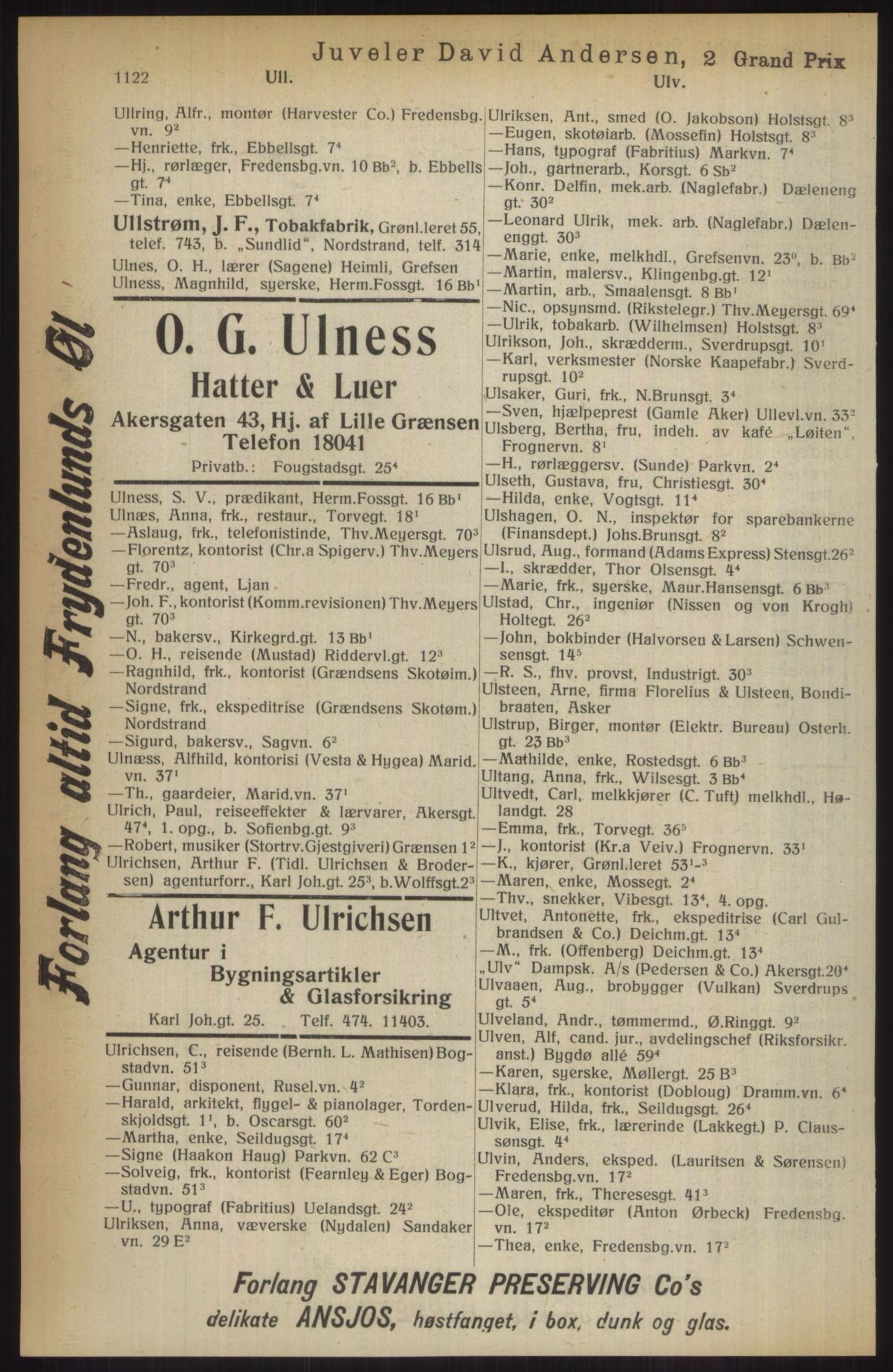 Kristiania/Oslo adressebok, PUBL/-, 1914, s. 1122
