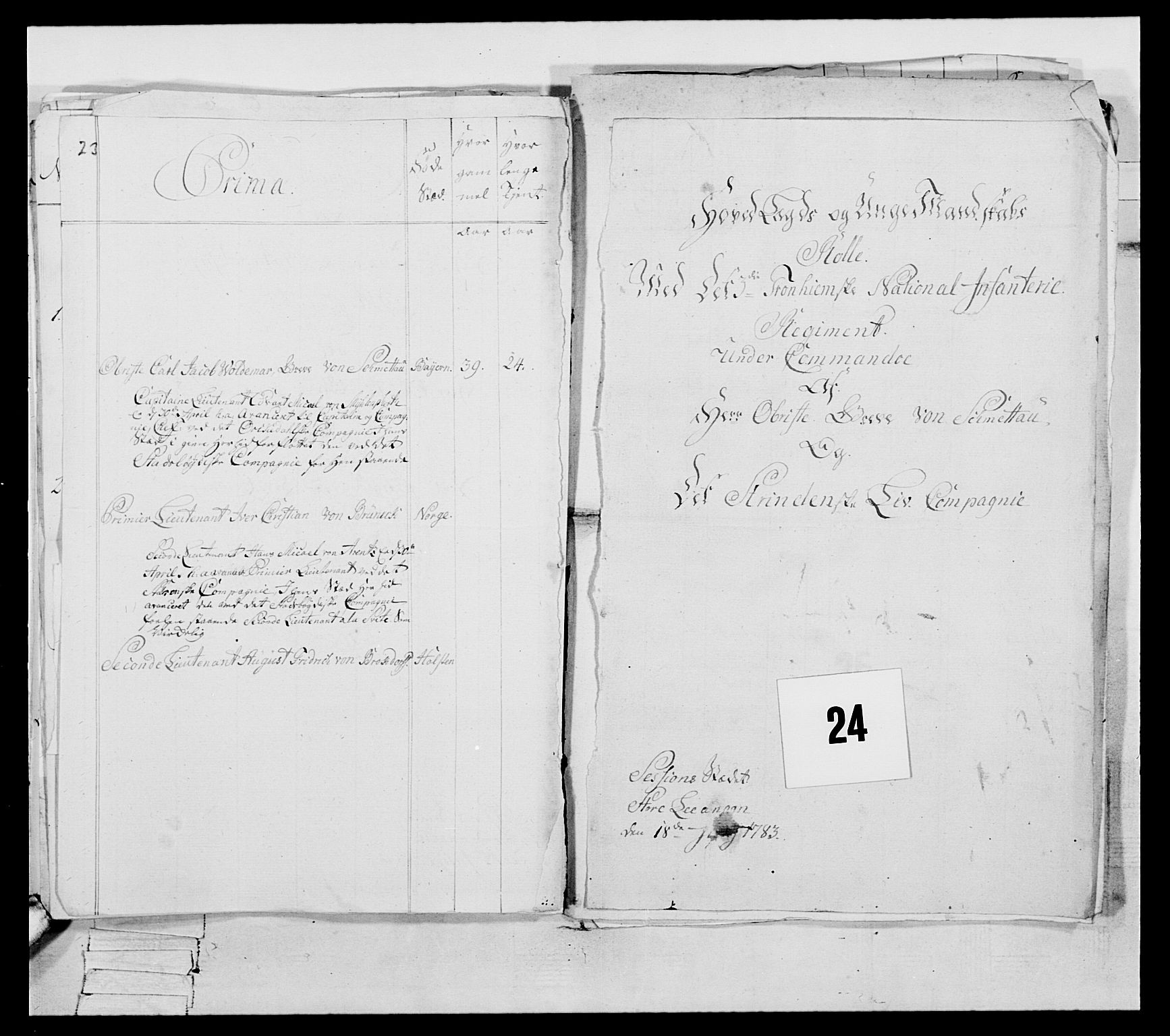 Generalitets- og kommissariatskollegiet, Det kongelige norske kommissariatskollegium, AV/RA-EA-5420/E/Eh/L0088: 3. Trondheimske nasjonale infanteriregiment, 1780-1789, s. 168