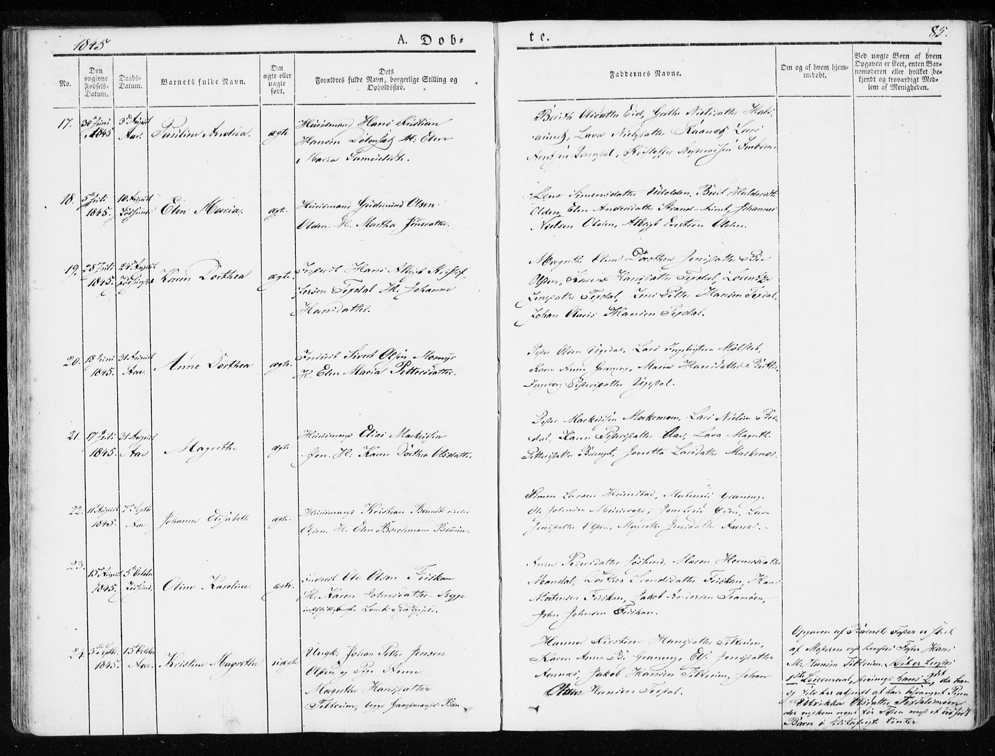 Ministerialprotokoller, klokkerbøker og fødselsregistre - Sør-Trøndelag, SAT/A-1456/655/L0676: Ministerialbok nr. 655A05, 1830-1847, s. 85