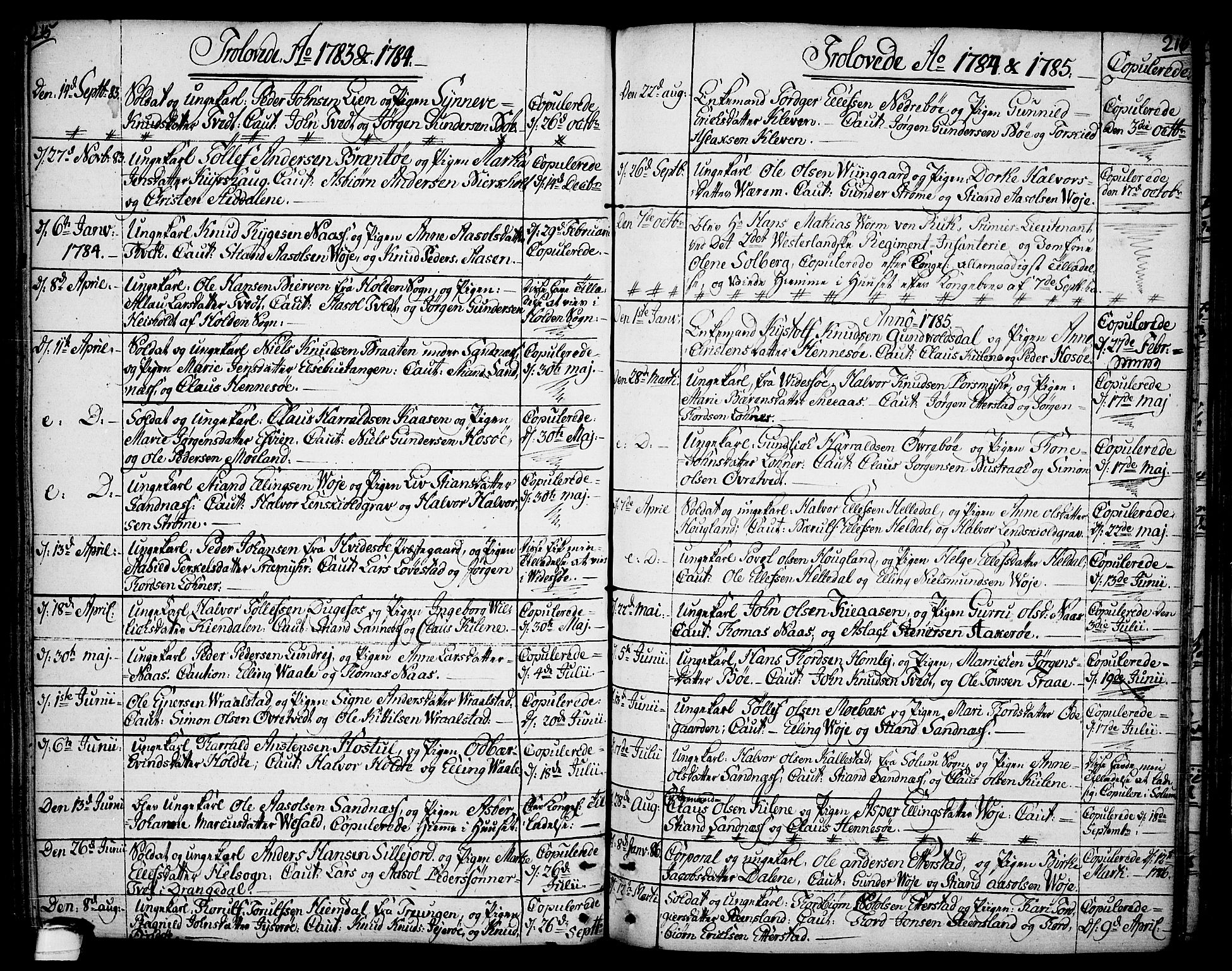 Drangedal kirkebøker, AV/SAKO-A-258/F/Fa/L0003: Ministerialbok nr. 3, 1768-1814, s. 215-216