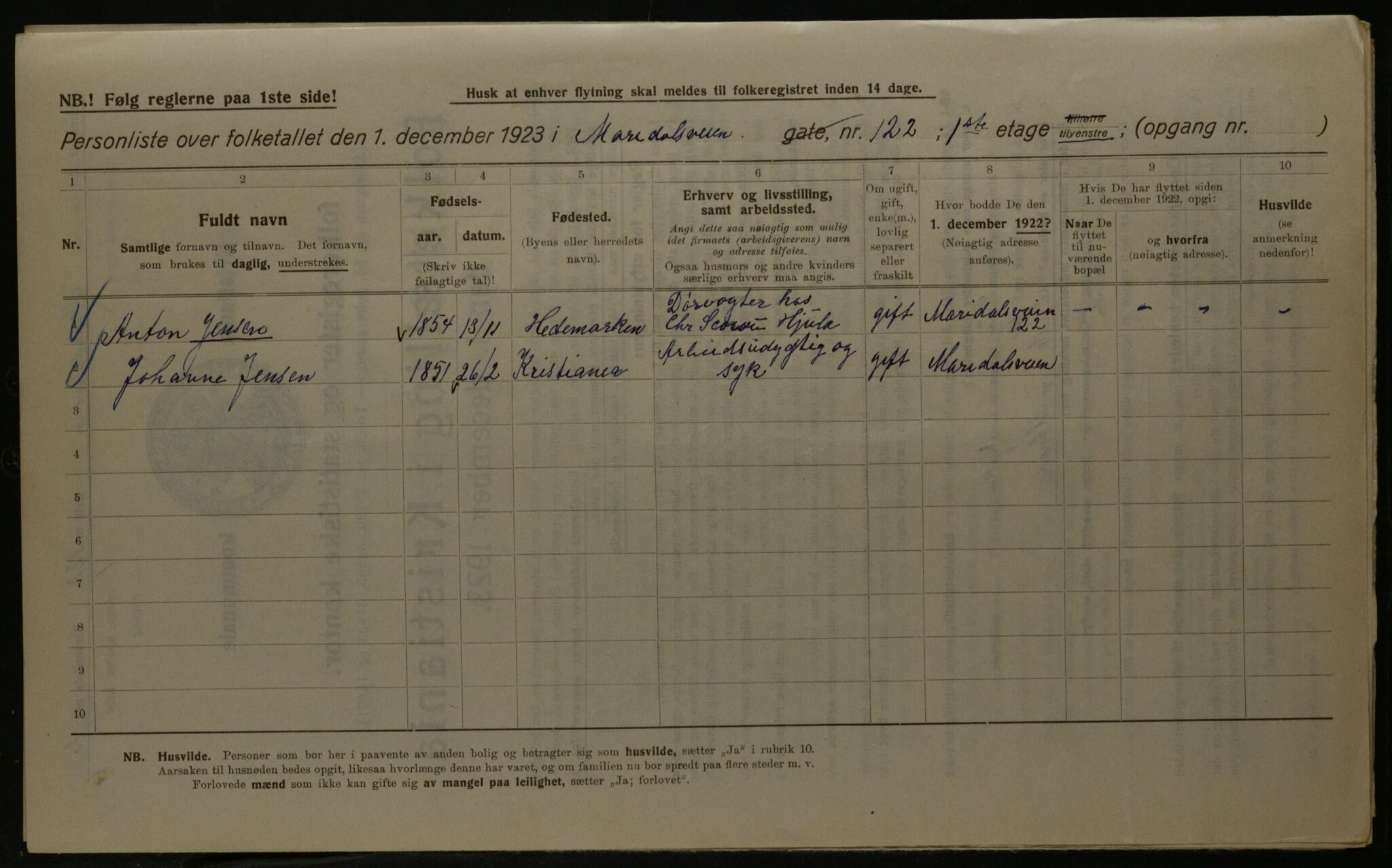 OBA, Kommunal folketelling 1.12.1923 for Kristiania, 1923, s. 68840