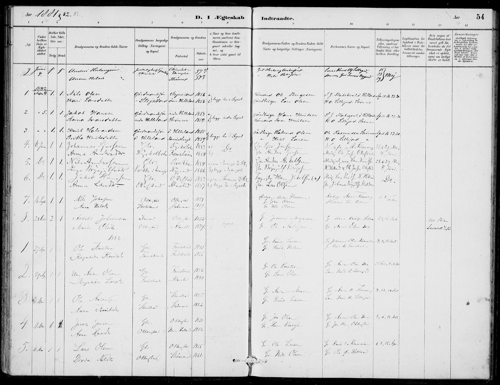 Hosanger sokneprestembete, AV/SAB-A-75801/H/Haa: Ministerialbok nr. C  1, 1880-1900, s. 54