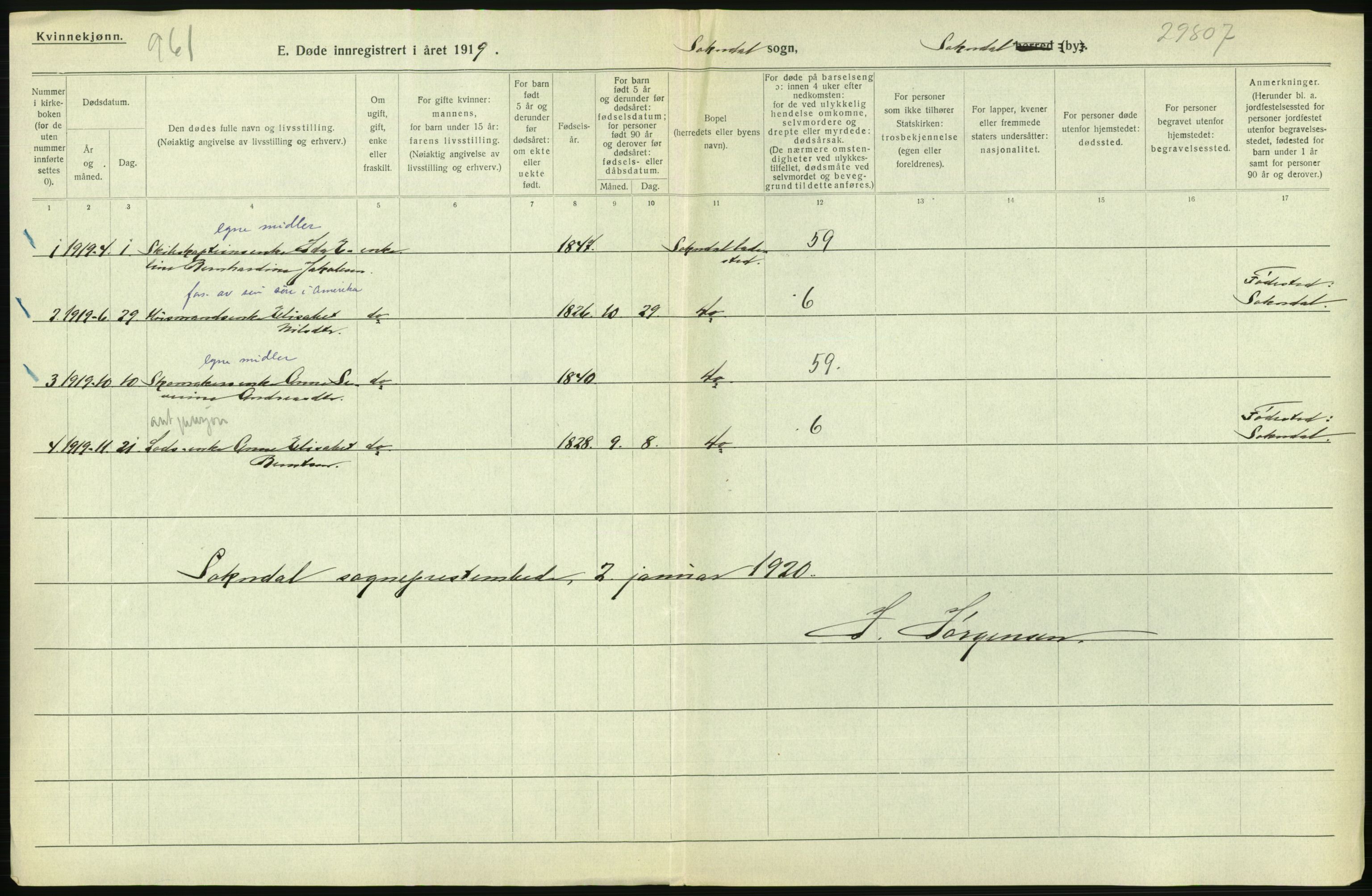 Statistisk sentralbyrå, Sosiodemografiske emner, Befolkning, RA/S-2228/D/Df/Dfb/Dfbi/L0030: Rogaland fylke: Døde. Bygder og byer., 1919, s. 548