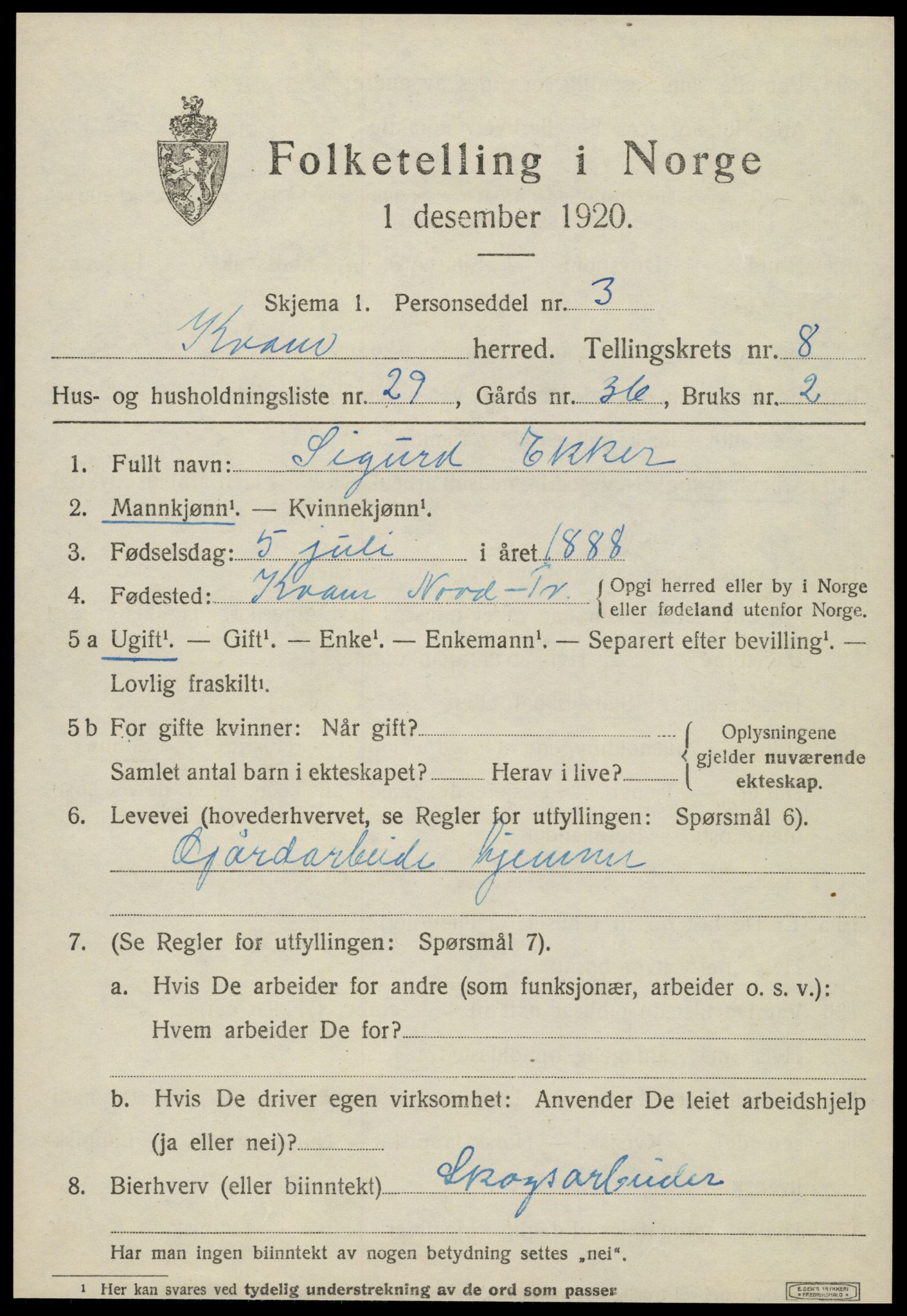 SAT, Folketelling 1920 for 1735 Kvam herred, 1920, s. 2317