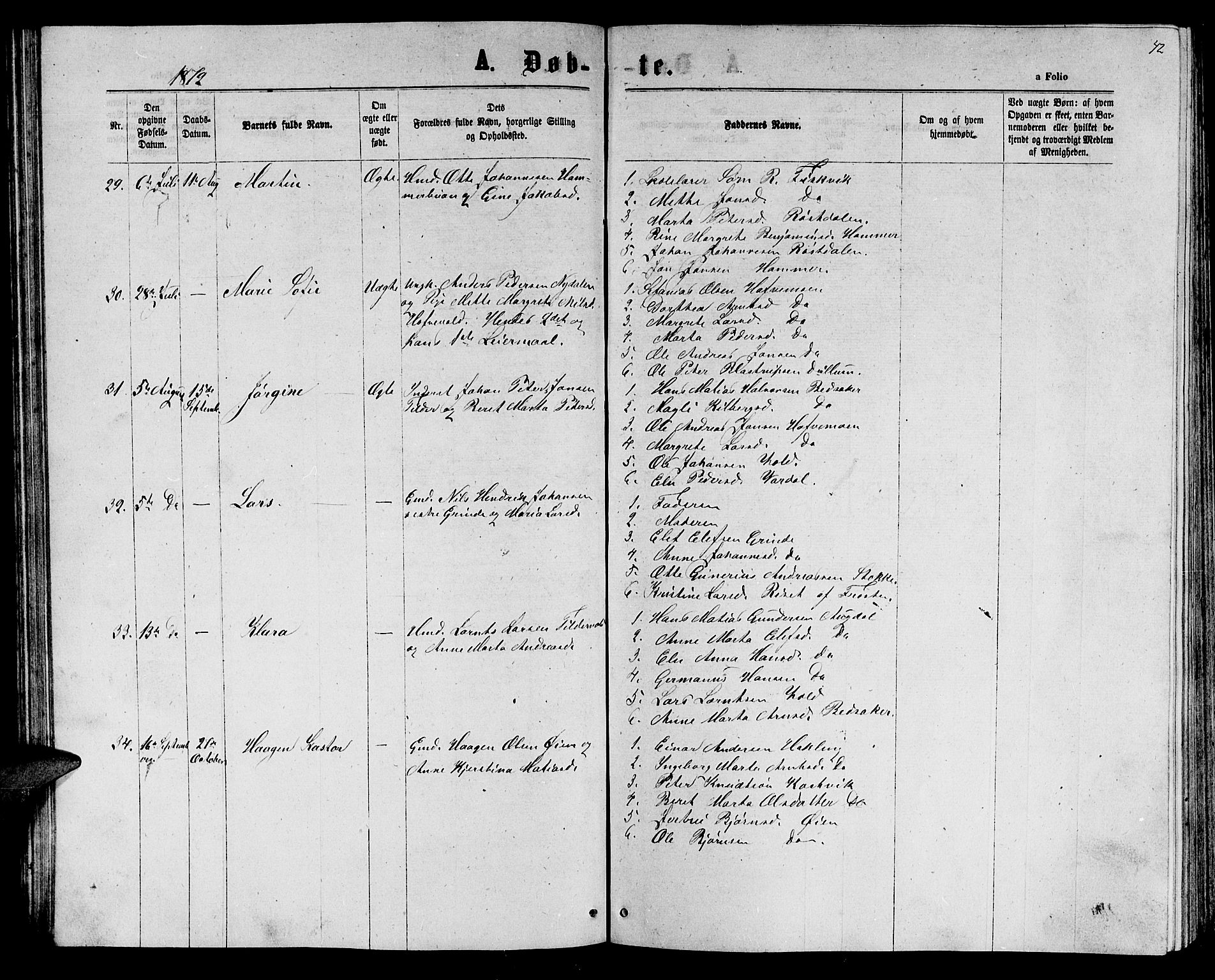 Ministerialprotokoller, klokkerbøker og fødselsregistre - Nord-Trøndelag, SAT/A-1458/714/L0133: Klokkerbok nr. 714C02, 1865-1877, s. 42