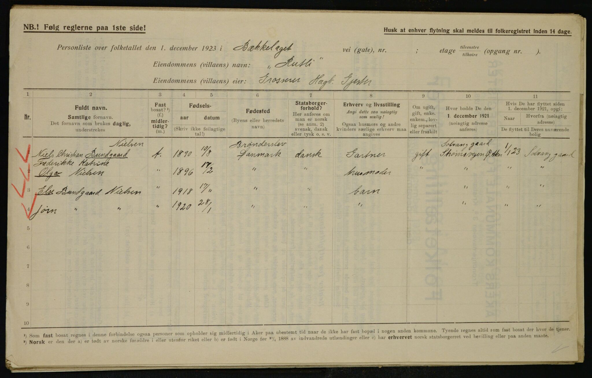 , Kommunal folketelling 1.12.1923 for Aker, 1923, s. 41497