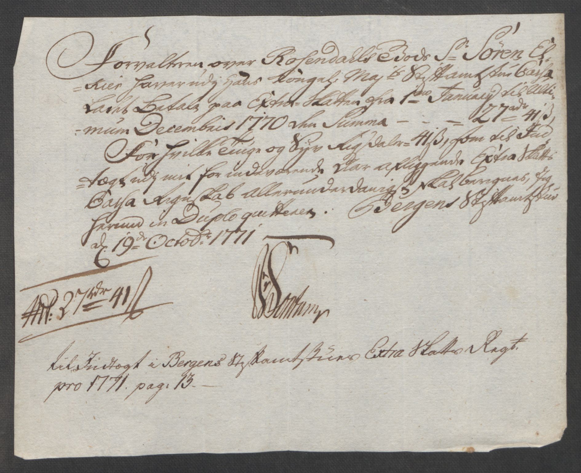 Rentekammeret inntil 1814, Reviderte regnskaper, Fogderegnskap, RA/EA-4092/R49/L3157: Ekstraskatten Rosendal Baroni, 1762-1772, s. 308