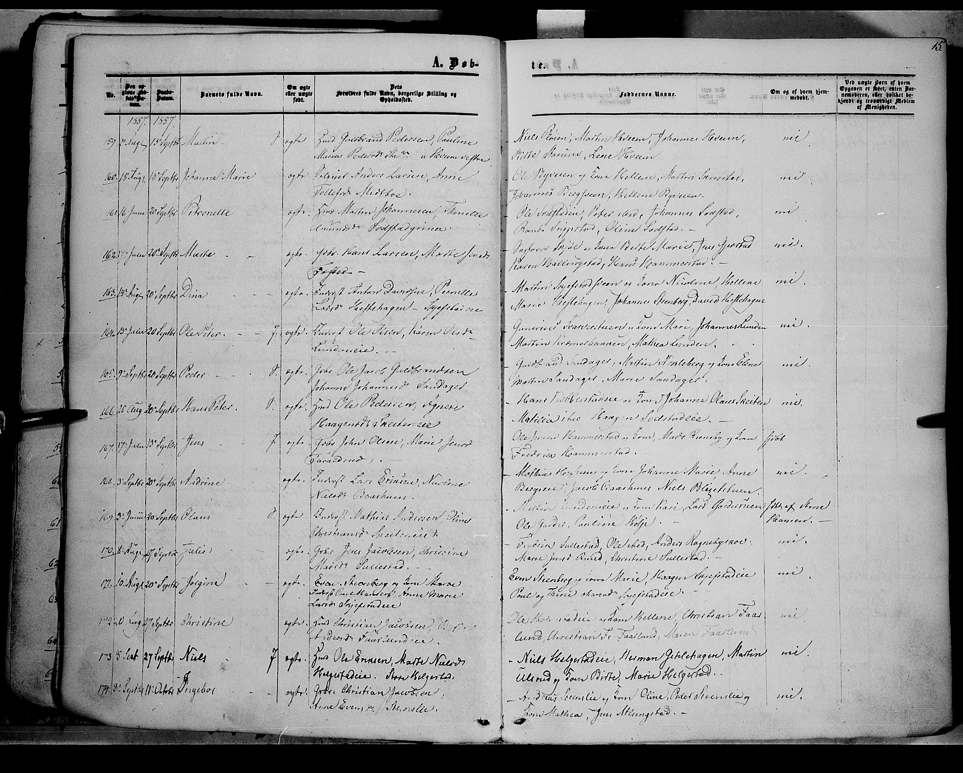 Østre Toten prestekontor, AV/SAH-PREST-104/H/Ha/Haa/L0004: Ministerialbok nr. 4, 1857-1865, s. 15