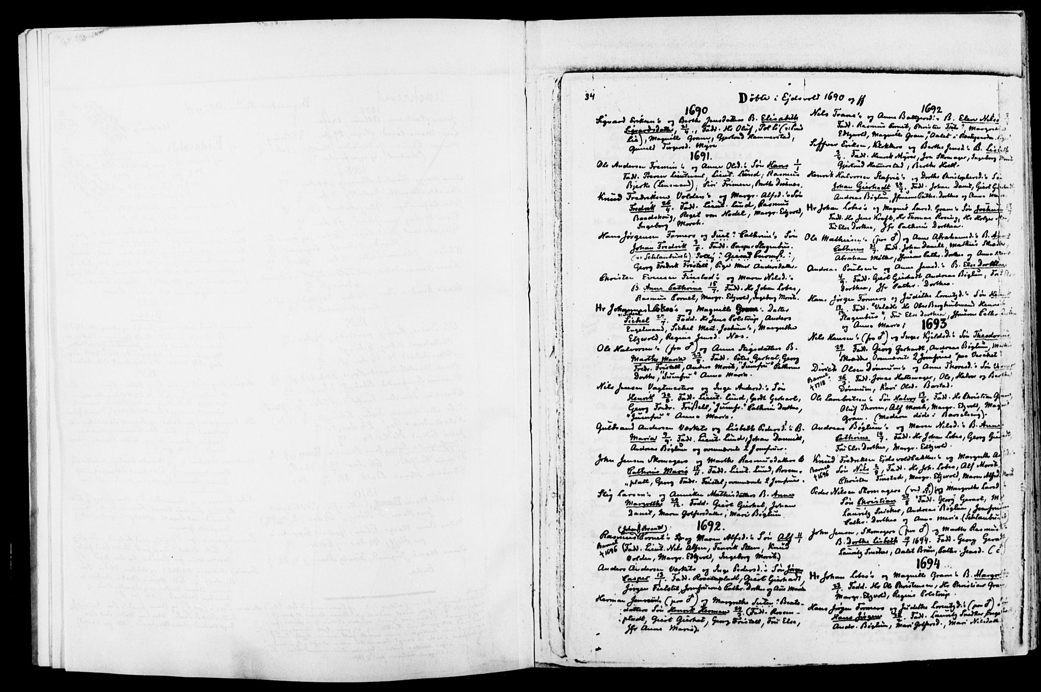 Eidsvoll prestekontor Kirkebøker, SAO/A-10888/O/Oa/L0001: Annen kirkebok nr. 1, 1688-1856, s. 34