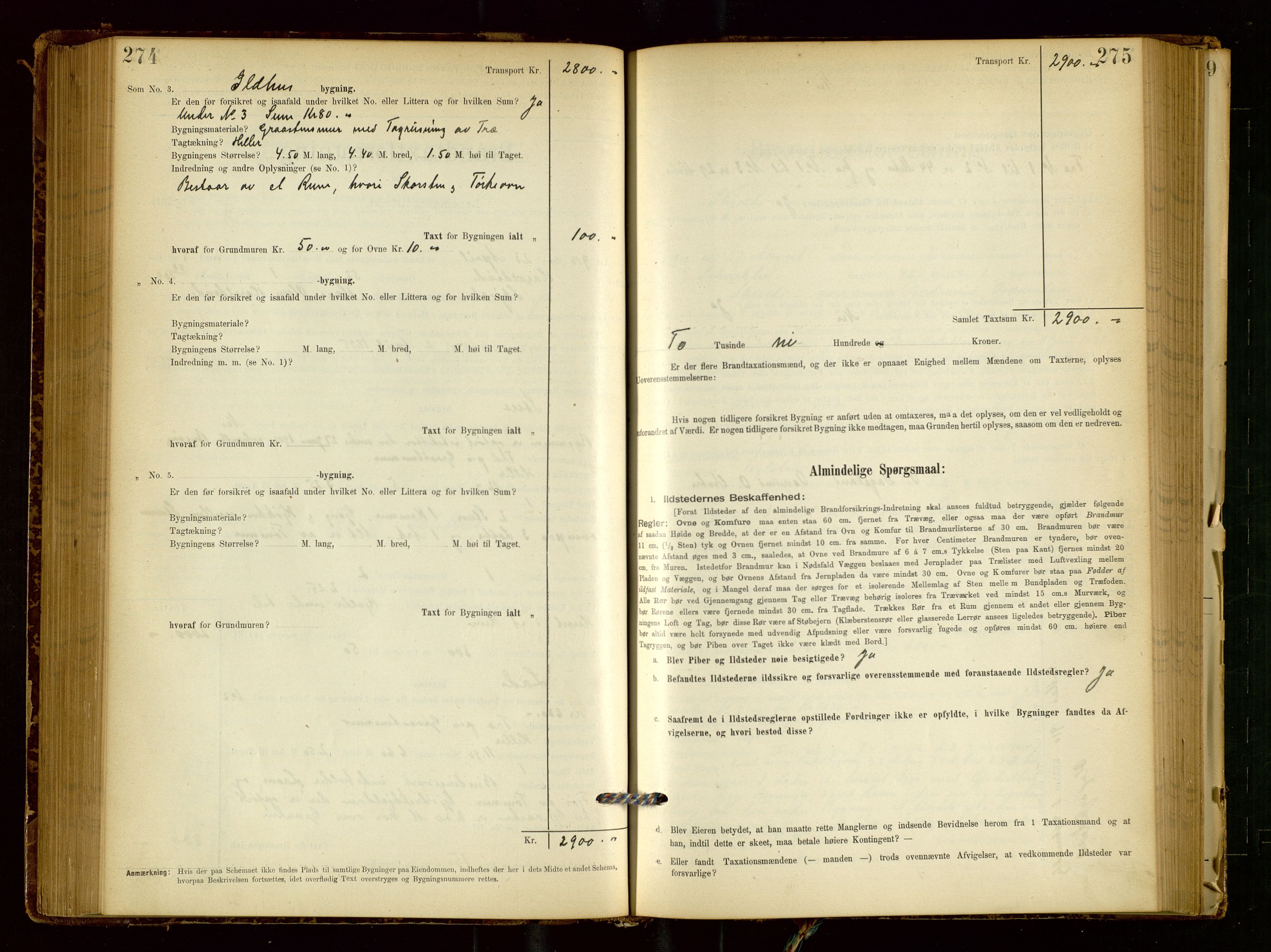 Skjold lensmannskontor, AV/SAST-A-100182/Gob/L0001: "Brandtaxationsprotokol for Skjold Lensmandsdistrikt Ryfylke Fogderi", 1894-1939, s. 274-275