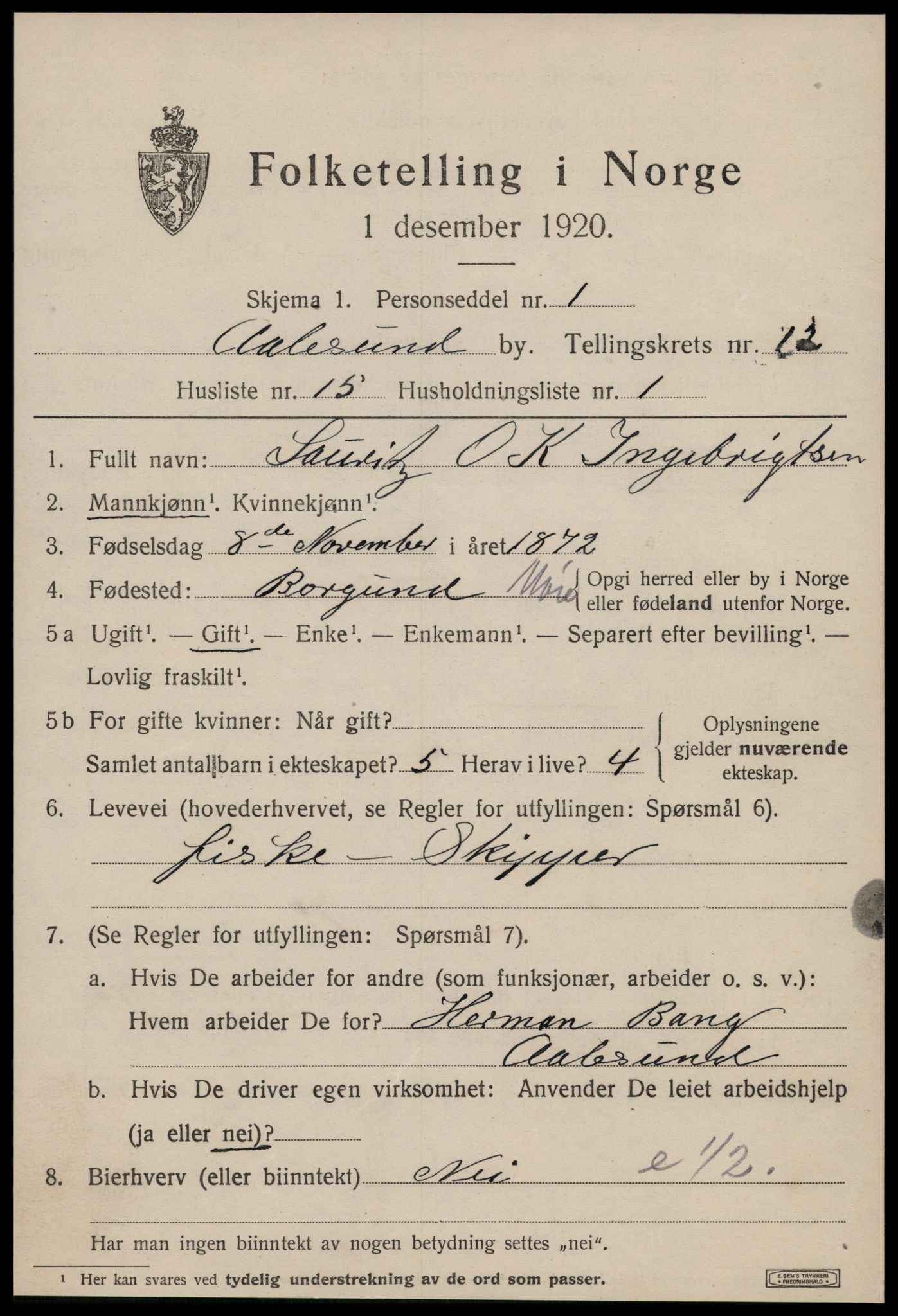 SAT, Folketelling 1920 for 1501 Ålesund kjøpstad, 1920, s. 26594