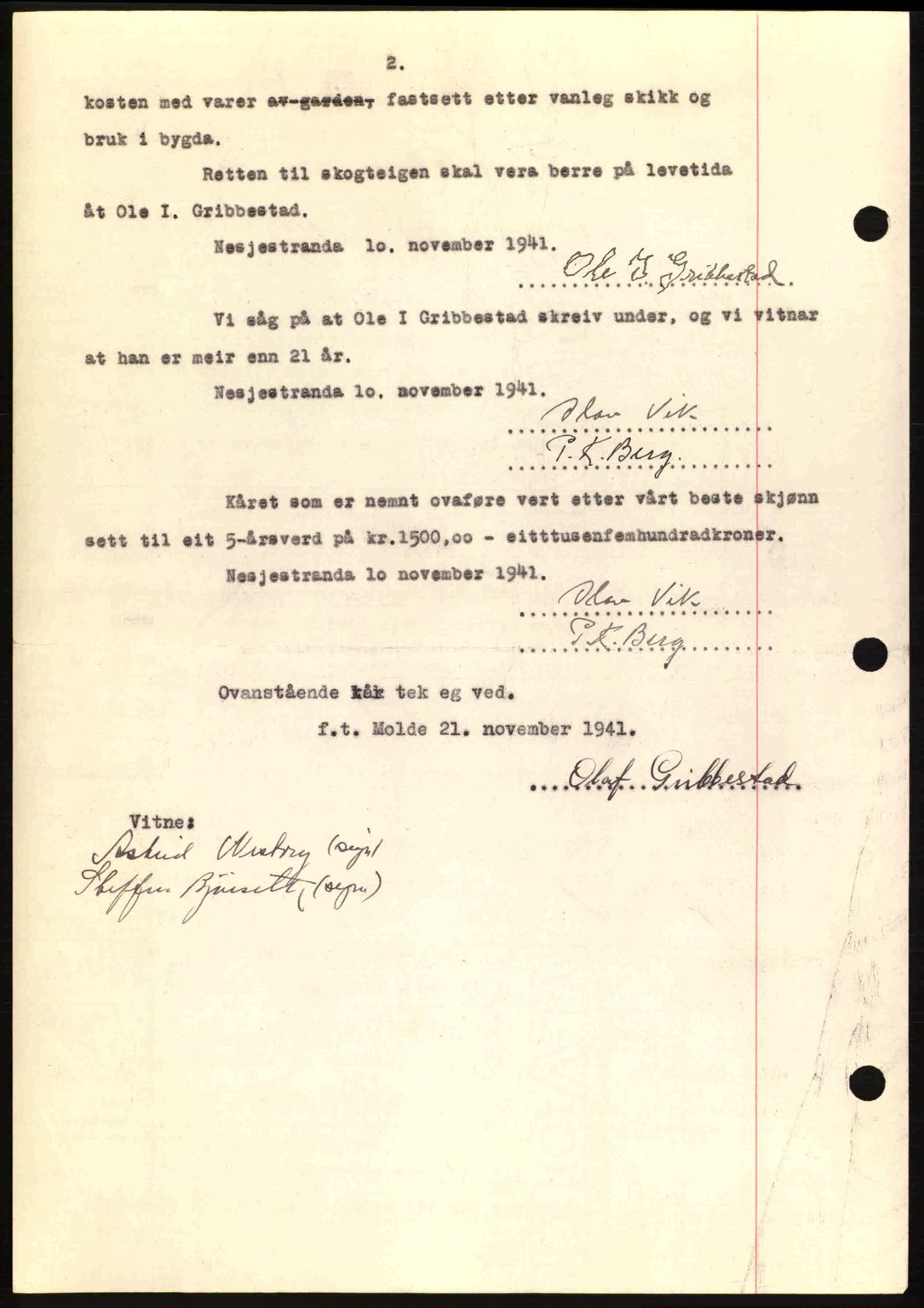 Romsdal sorenskriveri, AV/SAT-A-4149/1/2/2C: Pantebok nr. A11, 1941-1942, Dagboknr: 2252/1941