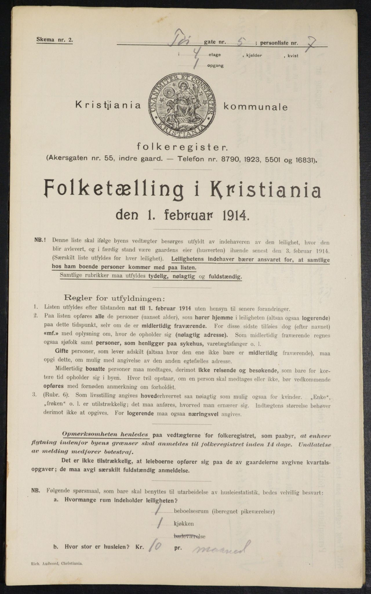 OBA, Kommunal folketelling 1.2.1914 for Kristiania, 1914, s. 118306