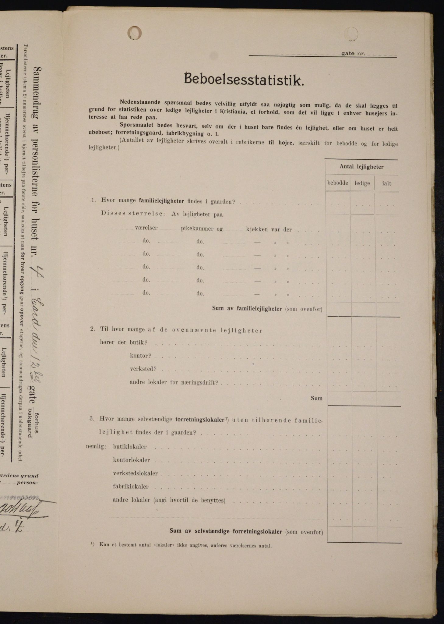 OBA, Kommunal folketelling 1.2.1909 for Kristiania kjøpstad, 1909, s. 44098