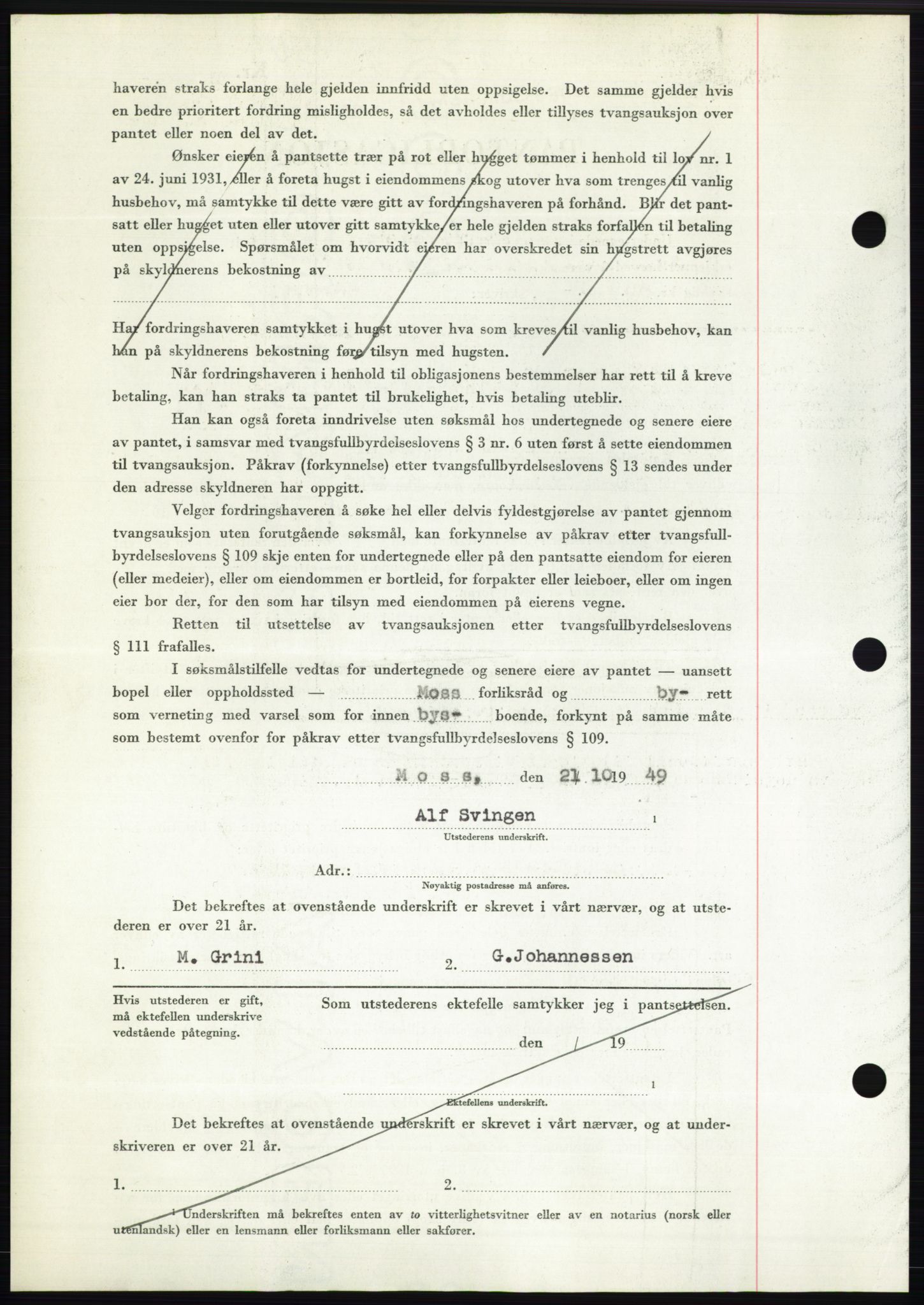 Moss sorenskriveri, SAO/A-10168: Pantebok nr. B23, 1949-1950, Dagboknr: 3255/1949
