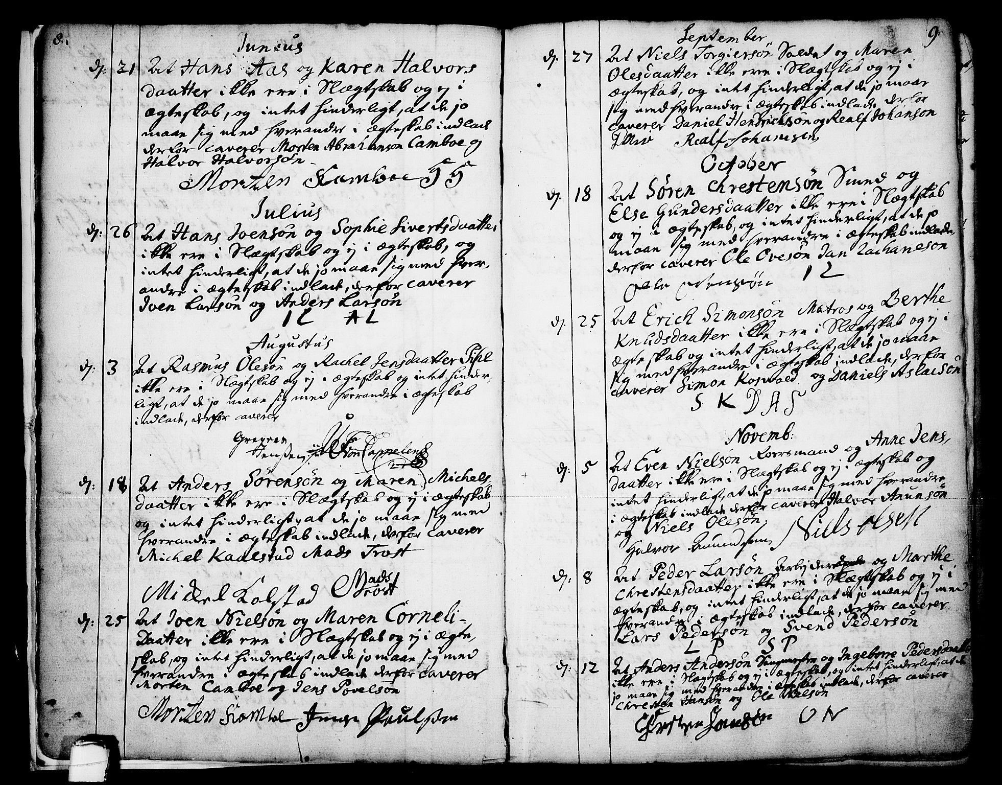 Skien kirkebøker, SAKO/A-302/F/Fa/L0003: Ministerialbok nr. 3, 1755-1791, s. 8-9