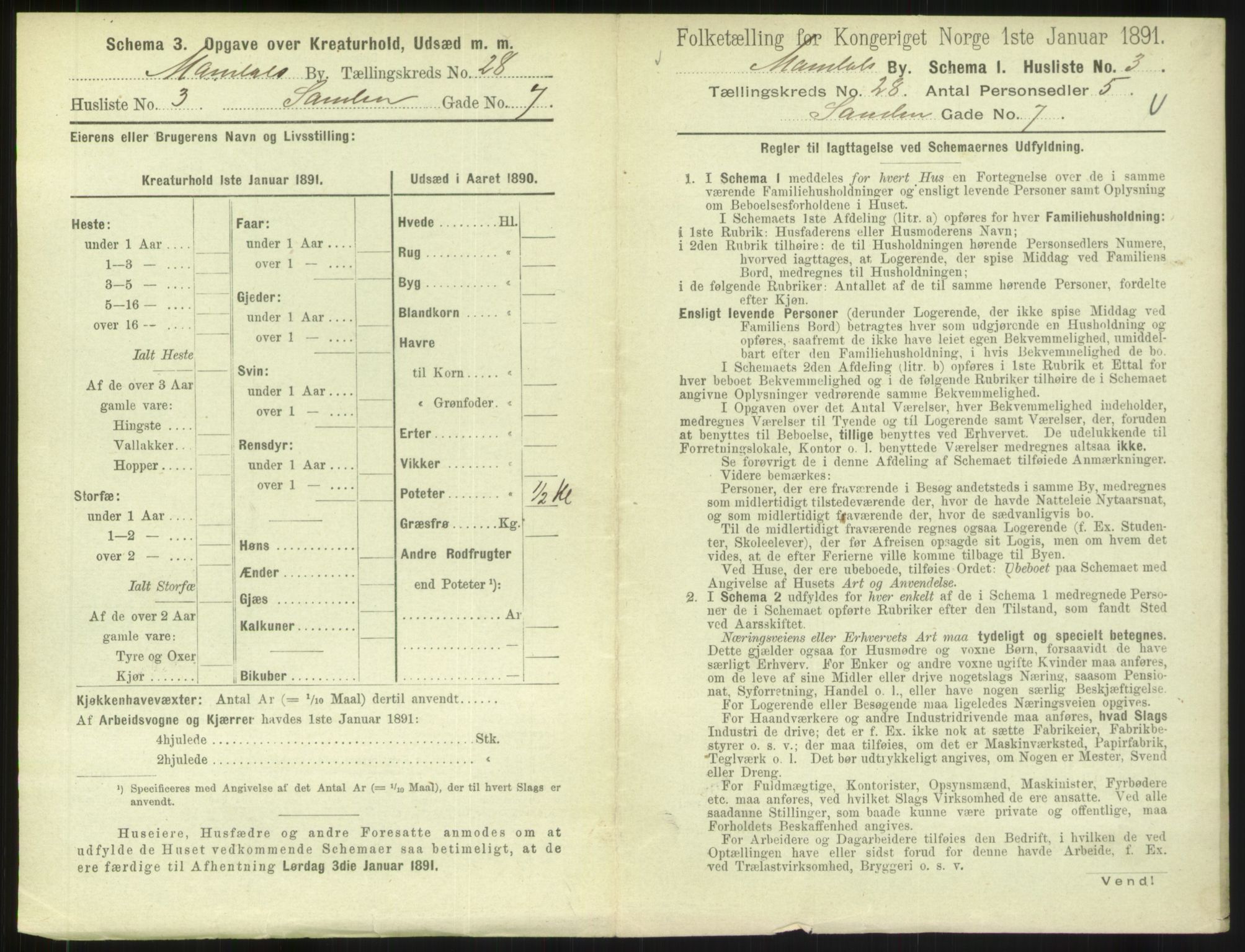 RA, Folketelling 1891 for 1002 Mandal ladested, 1891, s. 1249