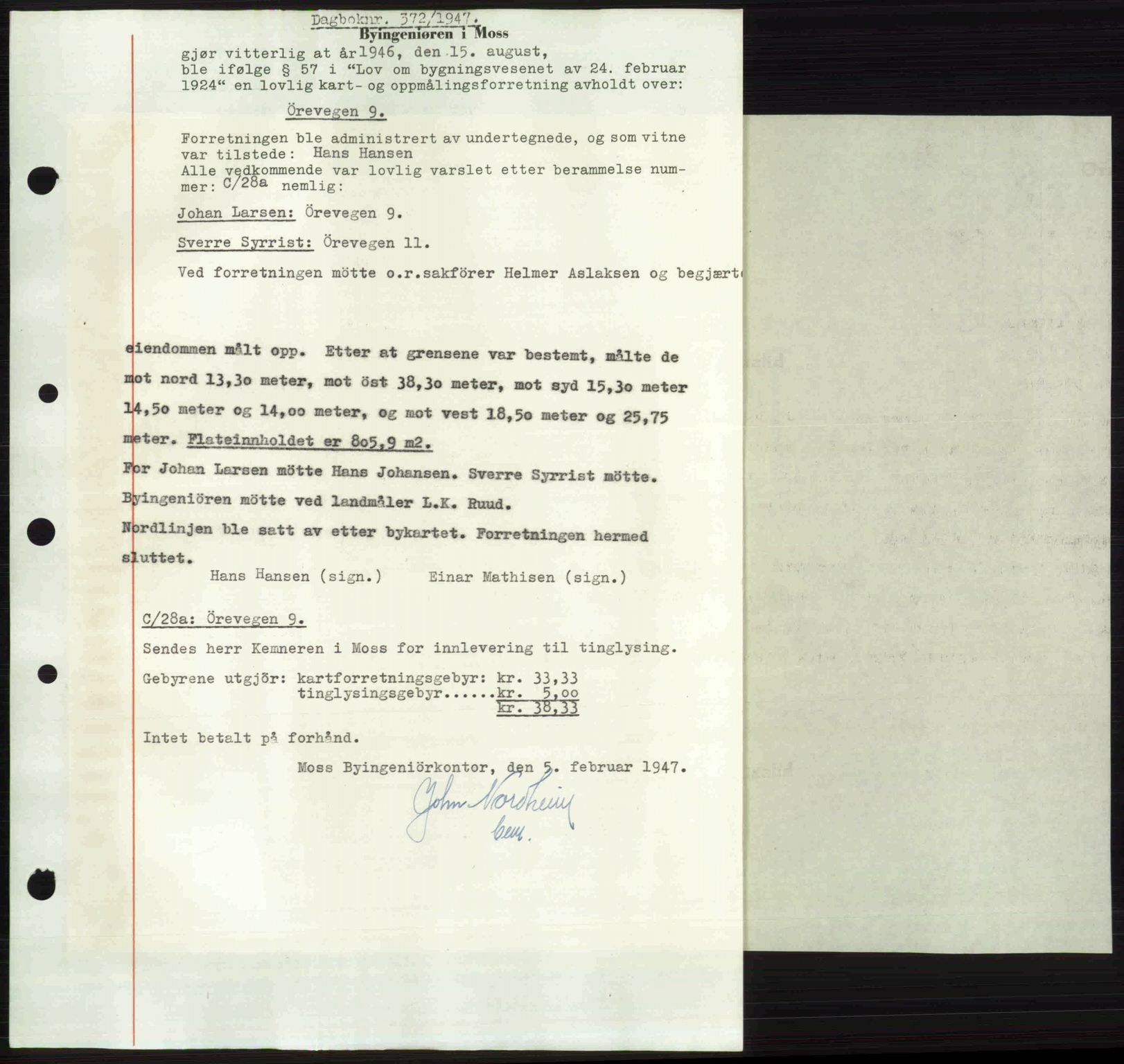 Moss sorenskriveri, SAO/A-10168: Pantebok nr. A17, 1947-1947, Dagboknr: 372/1947