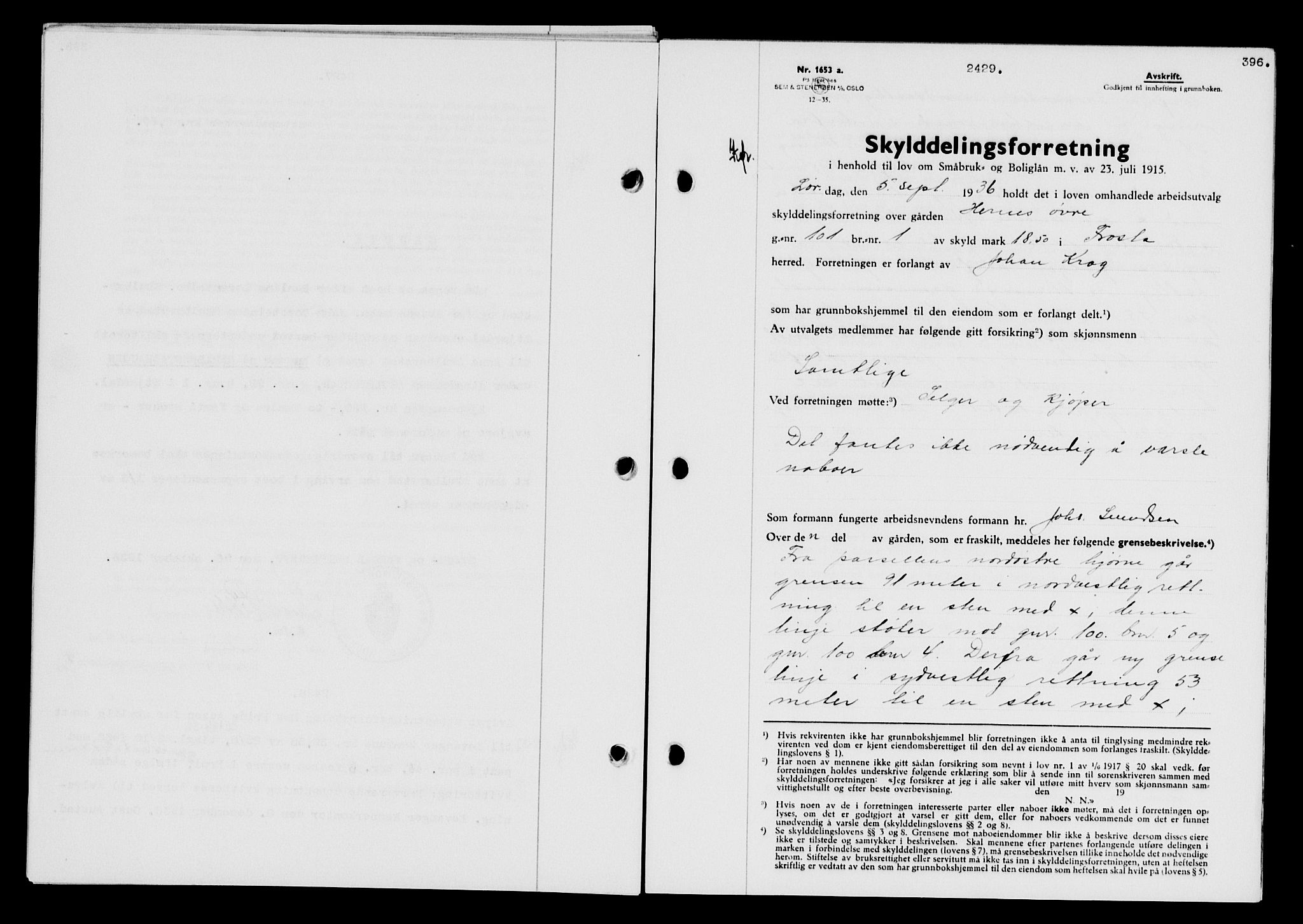 Stjør- og Verdal sorenskriveri, SAT/A-4167/1/2/2C/L0078: Pantebok nr. 46, 1936-1937, Dagboknr: 2429/1936
