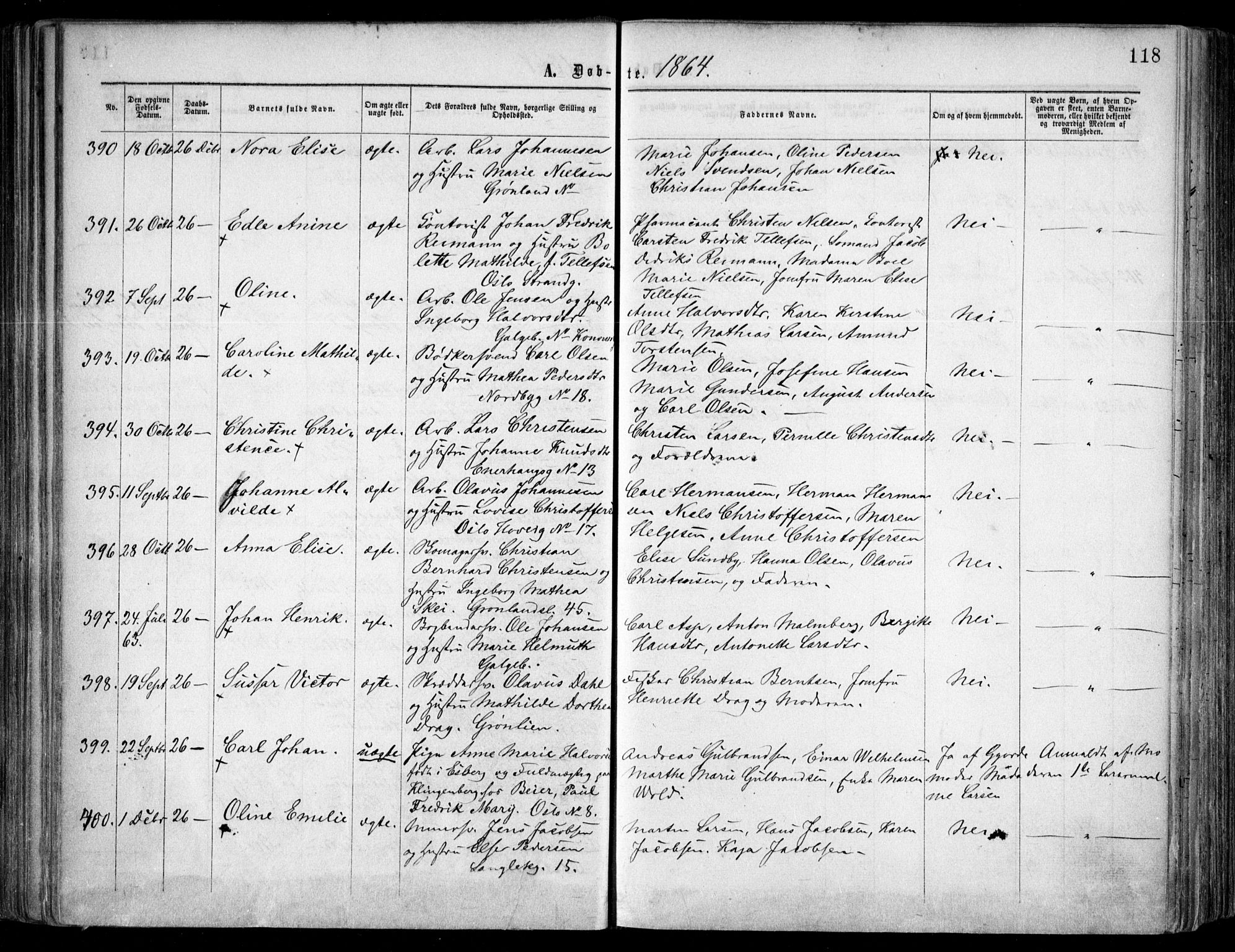 Grønland prestekontor Kirkebøker, AV/SAO-A-10848/F/Fa/L0002: Ministerialbok nr. 2, 1862-1868, s. 118