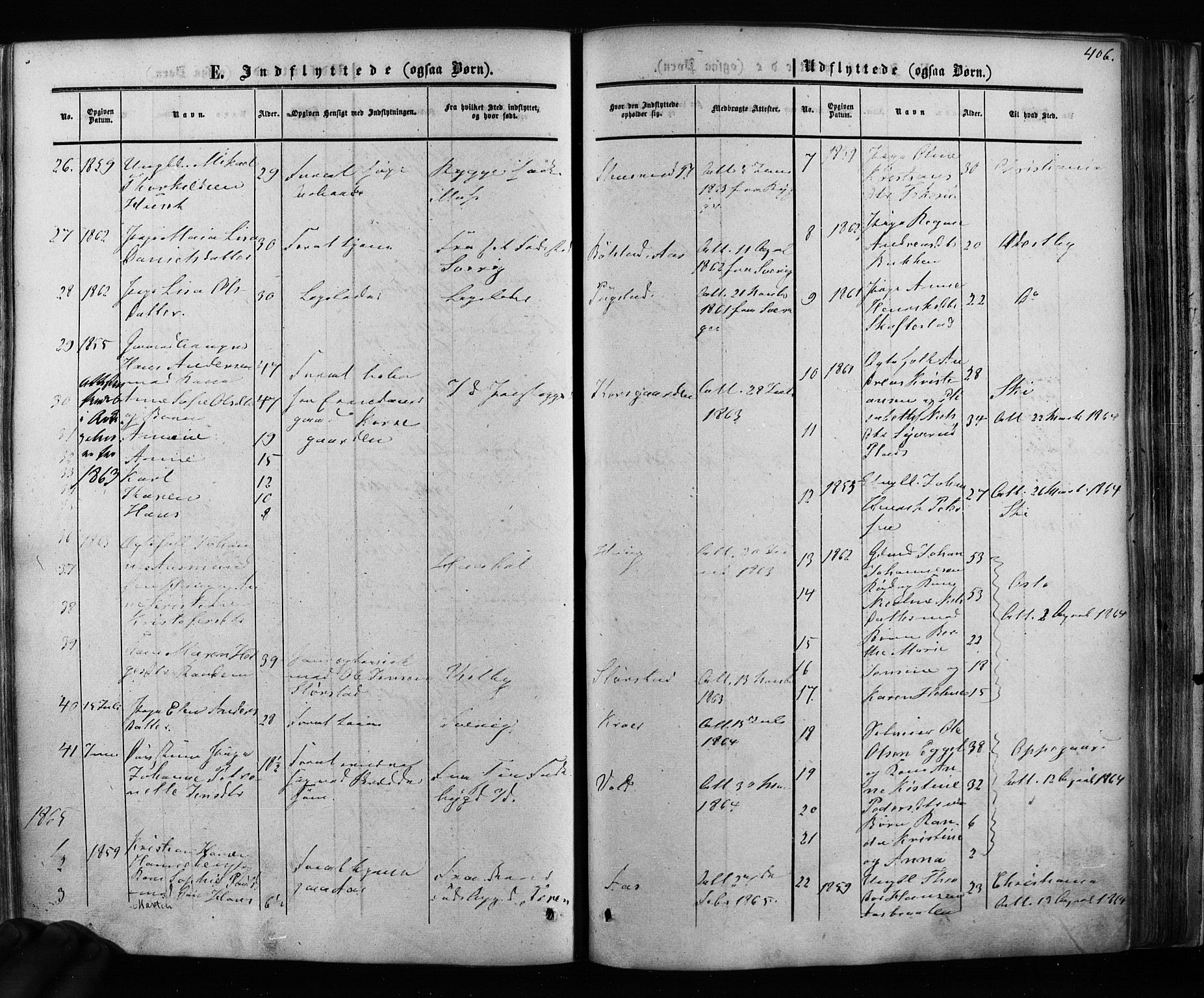 Ås prestekontor Kirkebøker, SAO/A-10894/F/Fa/L0007: Ministerialbok nr. I 7, 1854-1870, s. 406