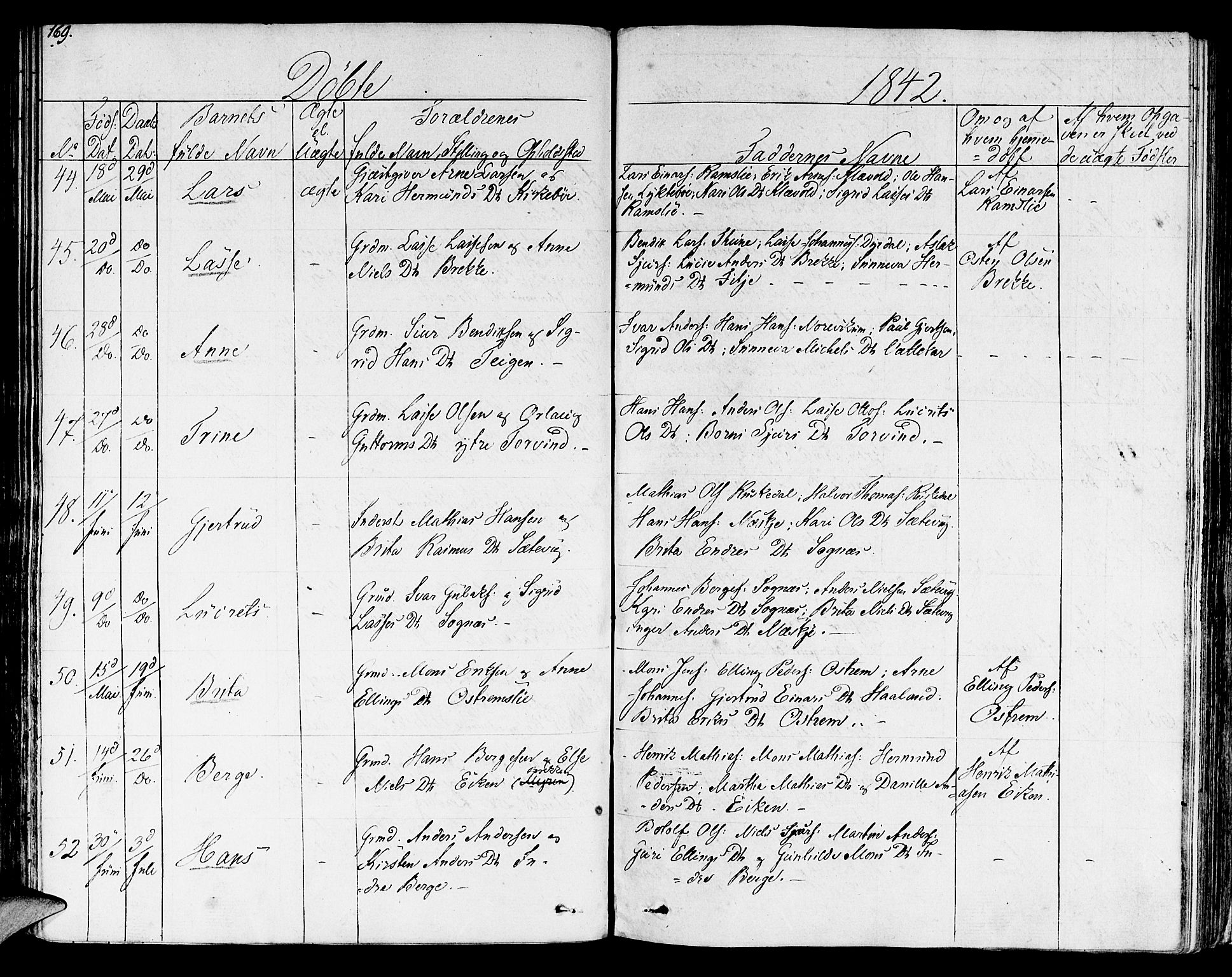 Lavik sokneprestembete, SAB/A-80901: Ministerialbok nr. A 2I, 1821-1842, s. 169