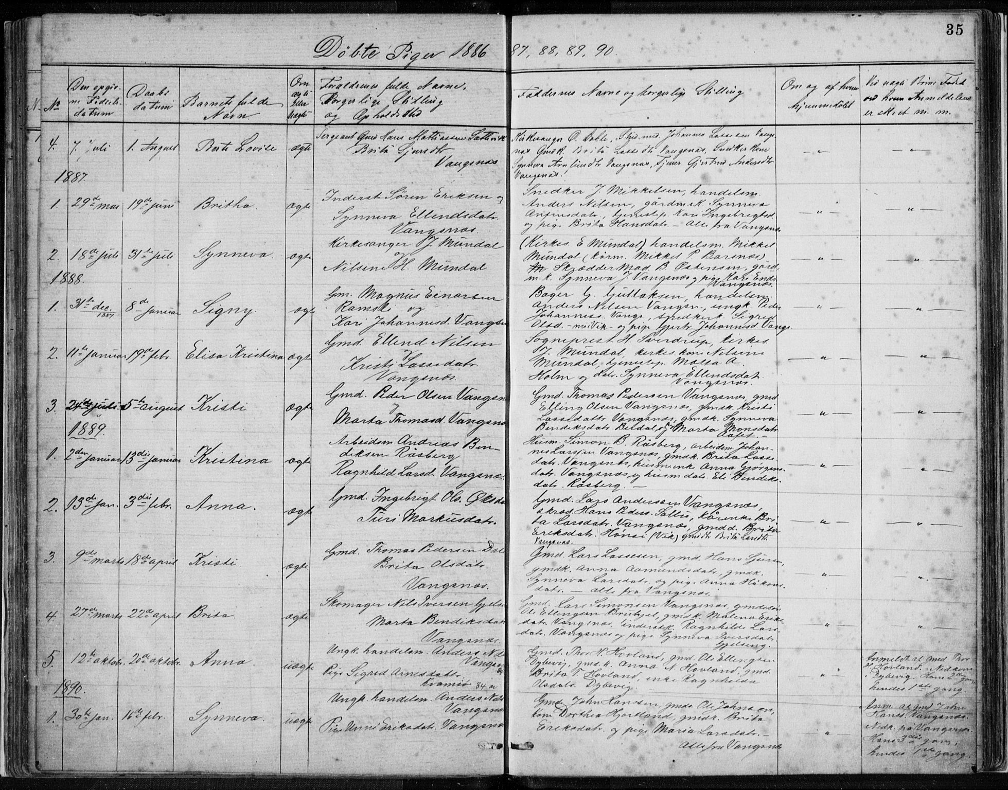 Vik sokneprestembete, AV/SAB-A-81501/H/Hab/Habc/L0002: Klokkerbok nr. C 2, 1880-1934, s. 35