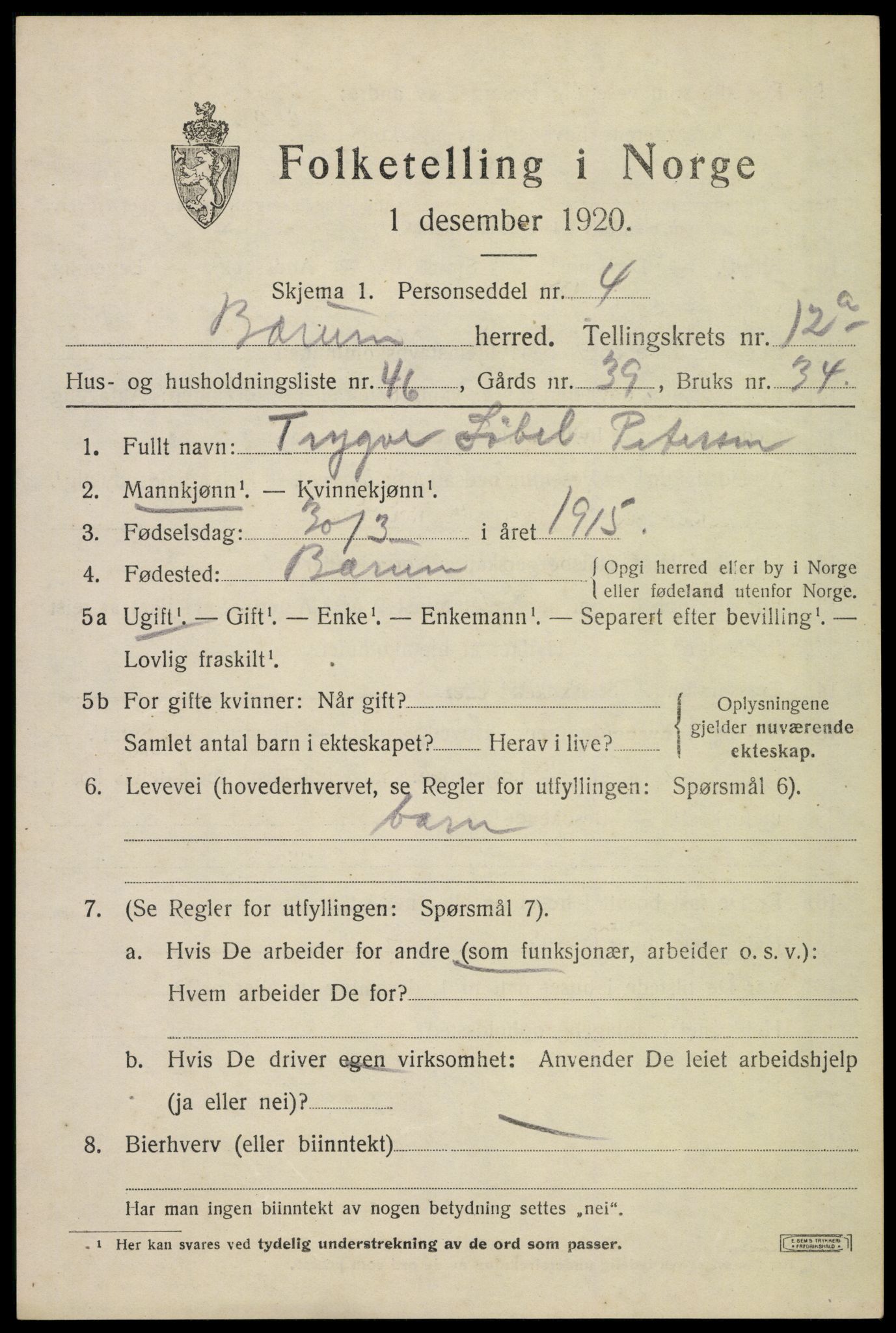 SAO, Folketelling 1920 for 0219 Bærum herred, 1920, s. 26510