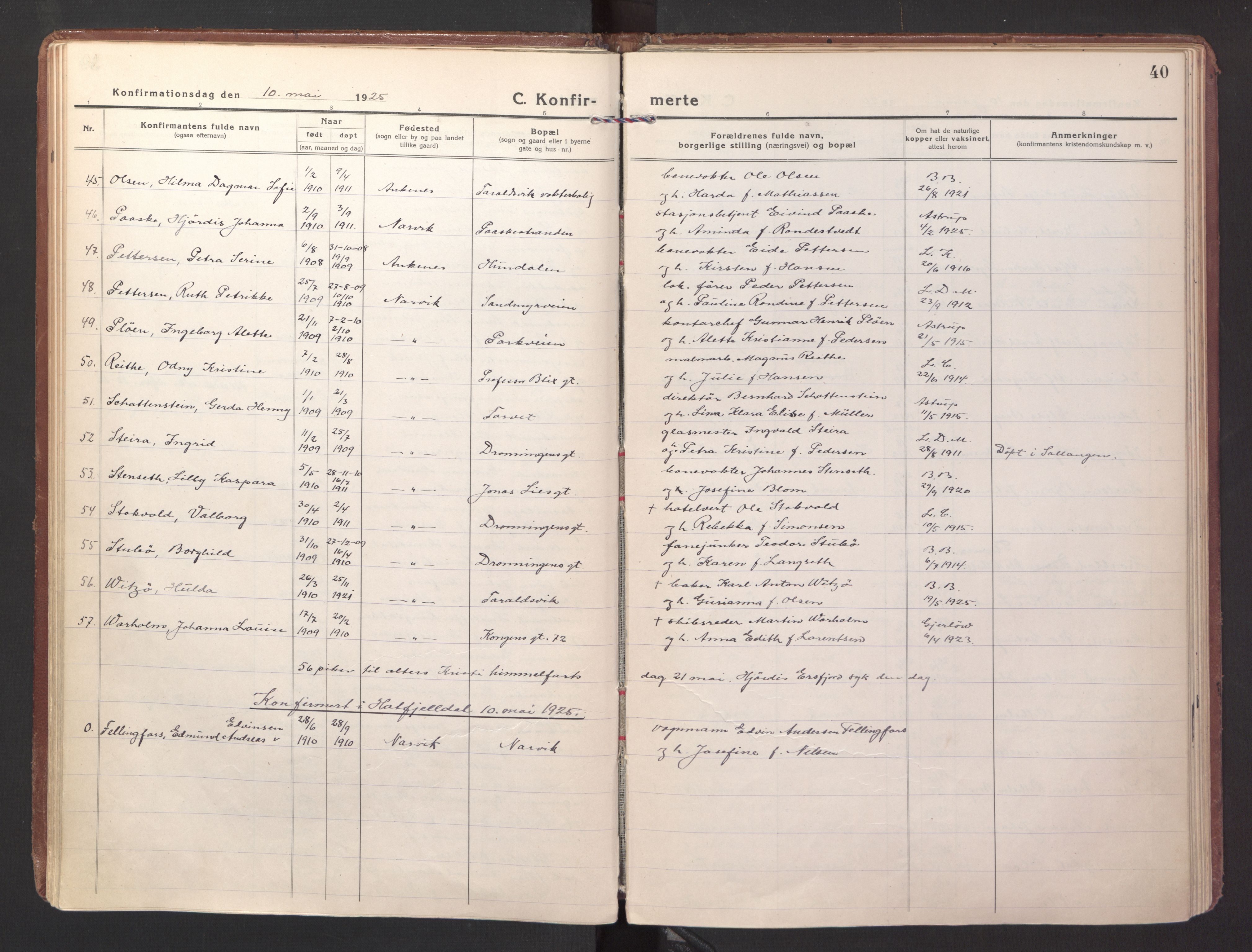 Ministerialprotokoller, klokkerbøker og fødselsregistre - Nordland, AV/SAT-A-1459/871/L1004: Ministerialbok nr. 871A20, 1921-1932, s. 40