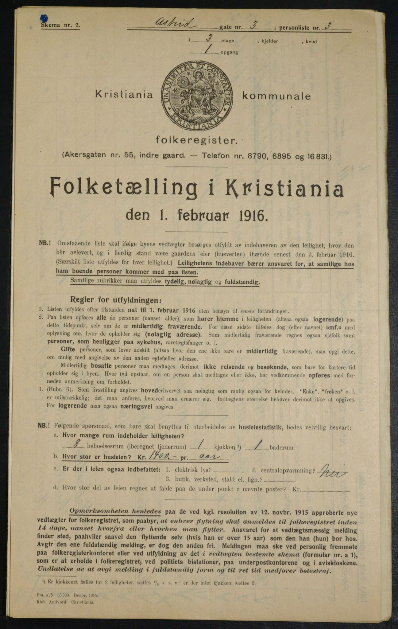 OBA, Kommunal folketelling 1.2.1916 for Kristiania, 1916, s. 17205