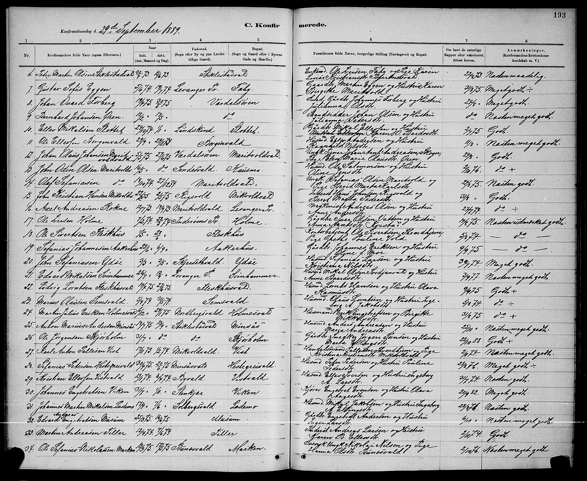 Ministerialprotokoller, klokkerbøker og fødselsregistre - Nord-Trøndelag, AV/SAT-A-1458/723/L0256: Klokkerbok nr. 723C04, 1879-1890, s. 193