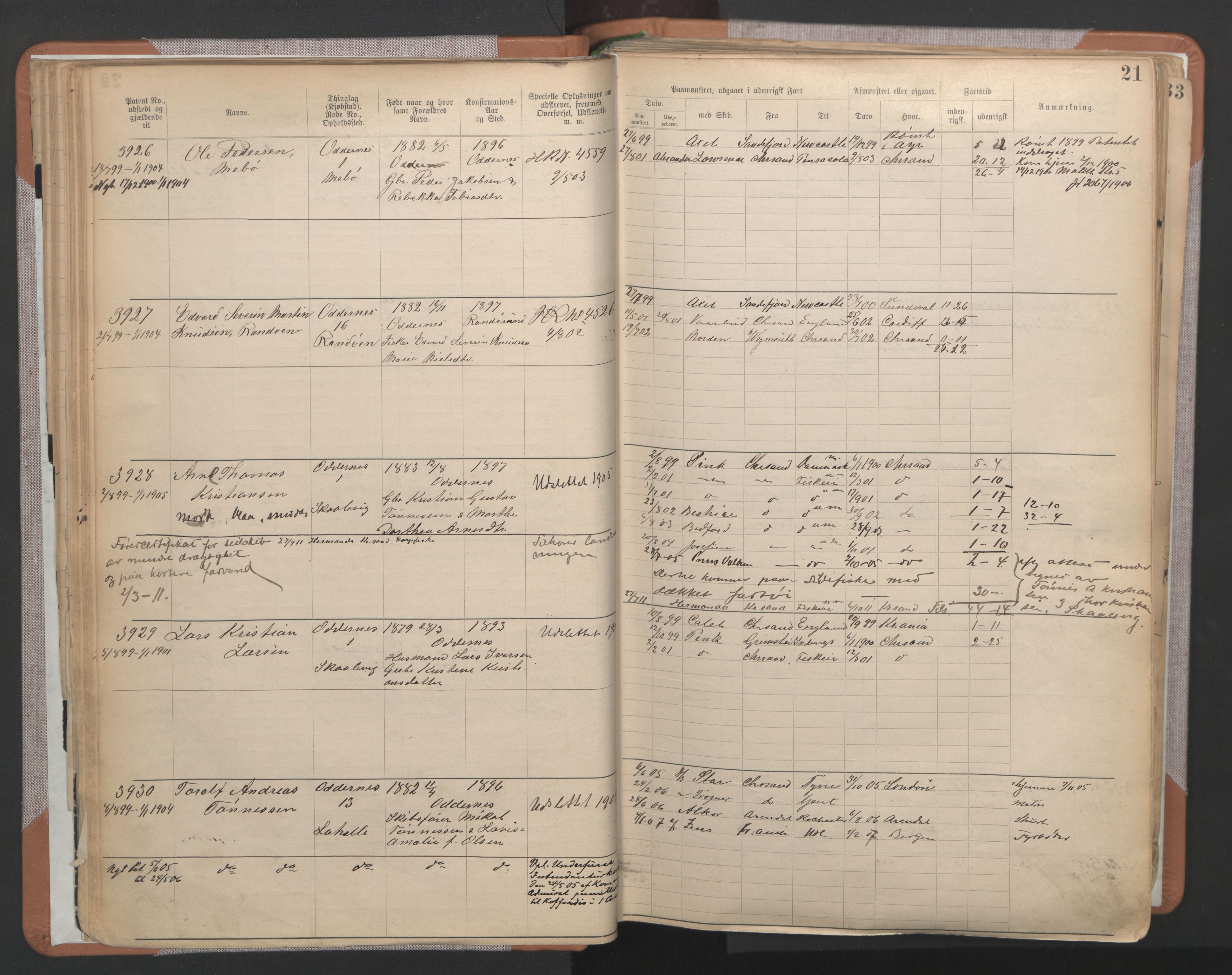 Kristiansand mønstringskrets, AV/SAK-2031-0015/F/Fa/L0007: Annotasjonsrulle nr 3831-6645, I-5, 1898-1920, s. 53