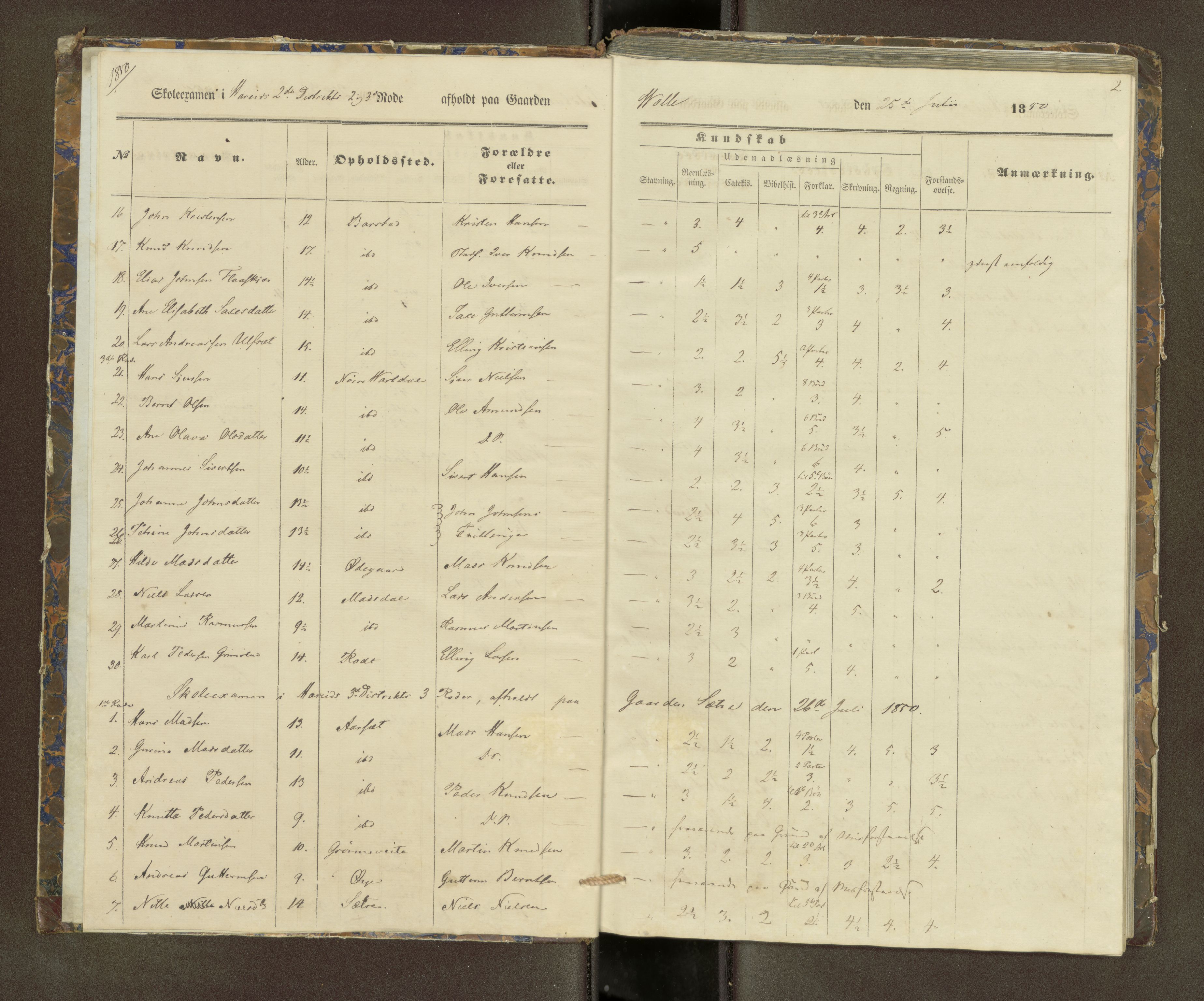 Ulstein sokneprestkontor, SAT/A-1005/1/III/III2/III2f/L0001: Skoleeksamensprotokoll, 1850-1861, s. 2