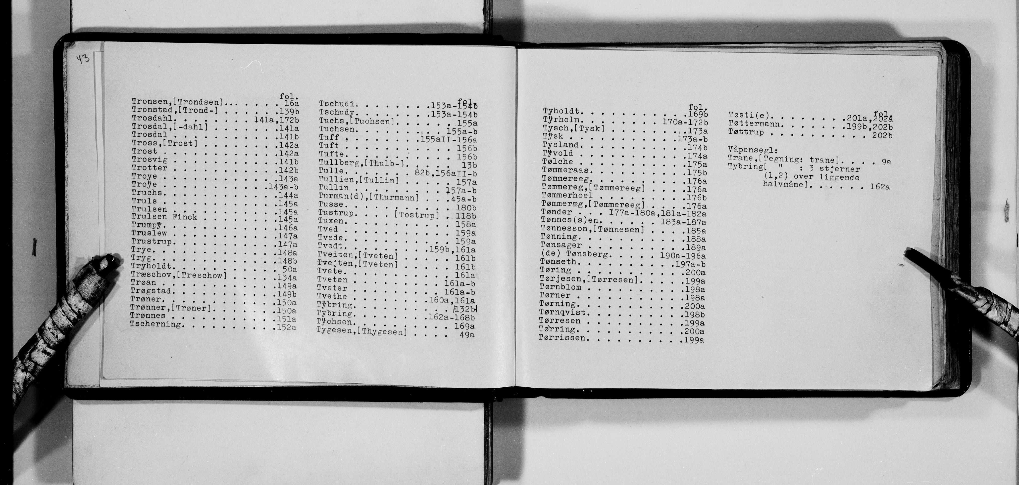 Lassens samlinger, AV/RA-PA-0051/F/Fa/L0044: Personalhistoriske og genealogiske opptegnelser: Thrageton - Tøttrup, 1500-1907