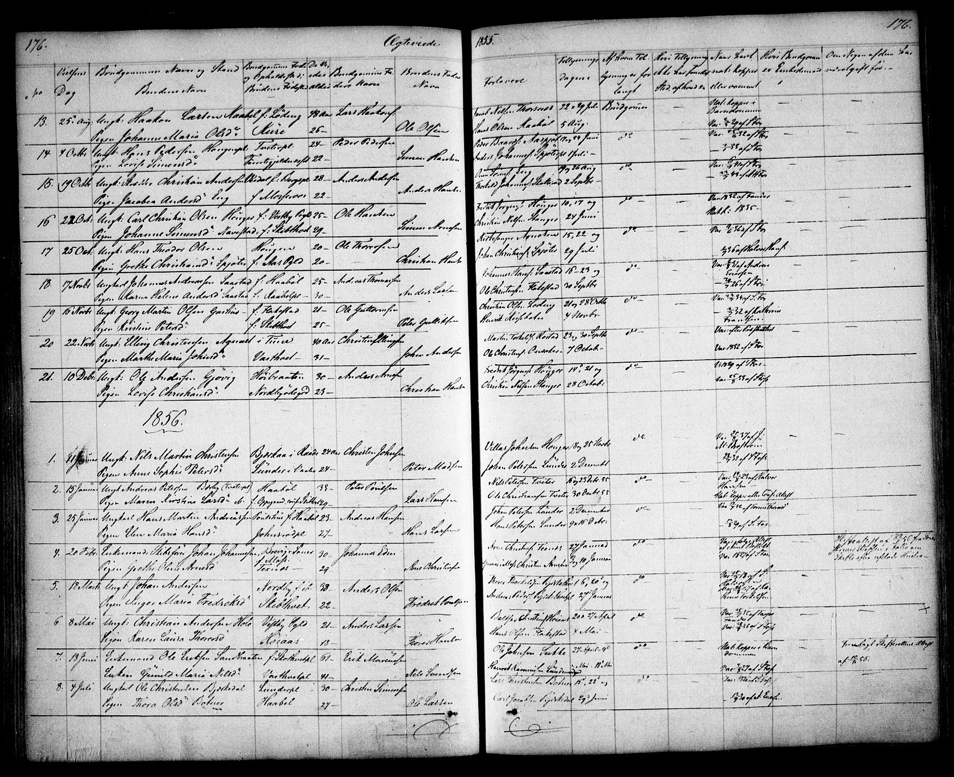 Våler prestekontor Kirkebøker, AV/SAO-A-11083/F/Fa/L0006: Ministerialbok nr. I 6, 1840-1861, s. 176
