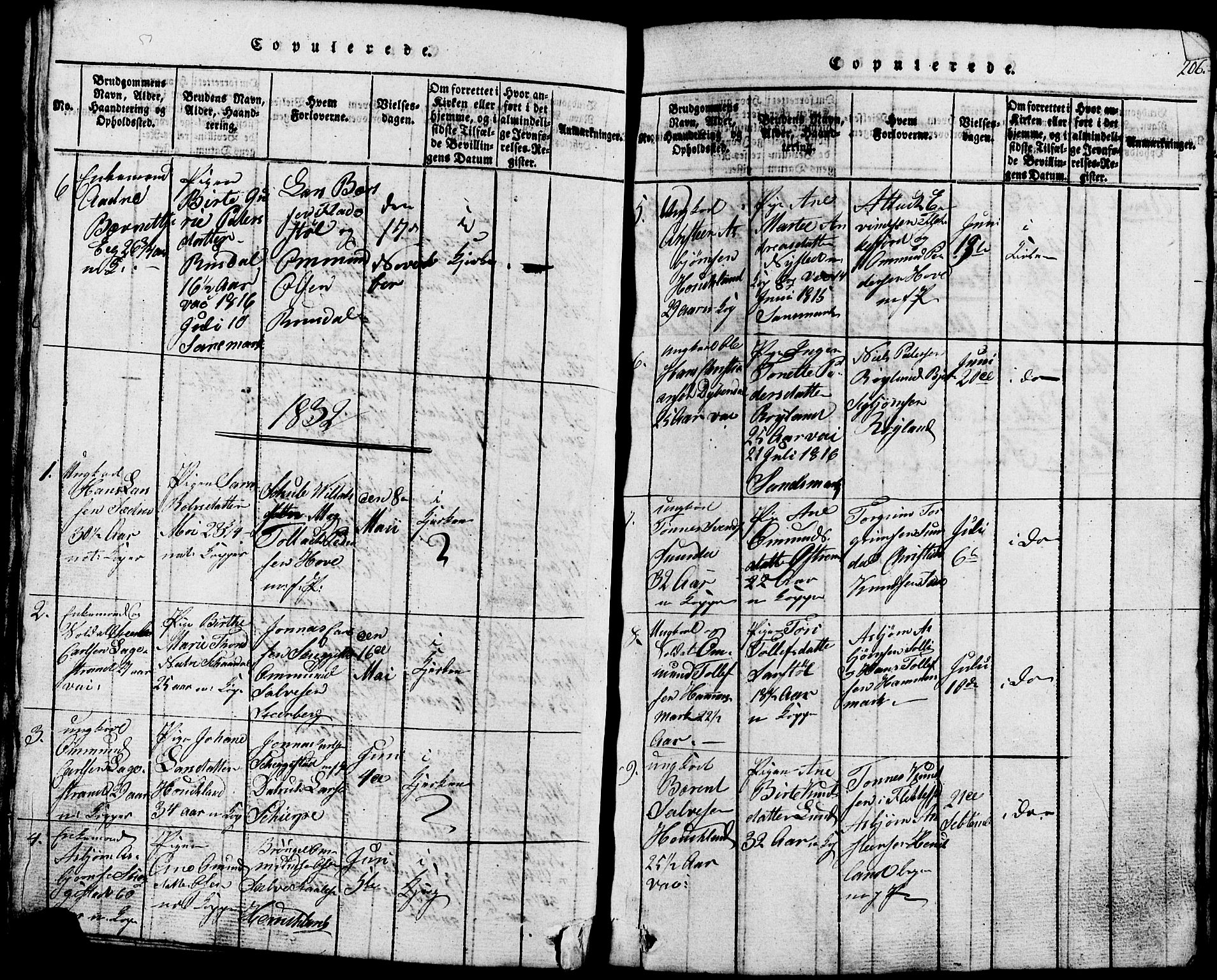 Lund sokneprestkontor, AV/SAST-A-101809/S07/L0002: Klokkerbok nr. B 2, 1816-1832, s. 206