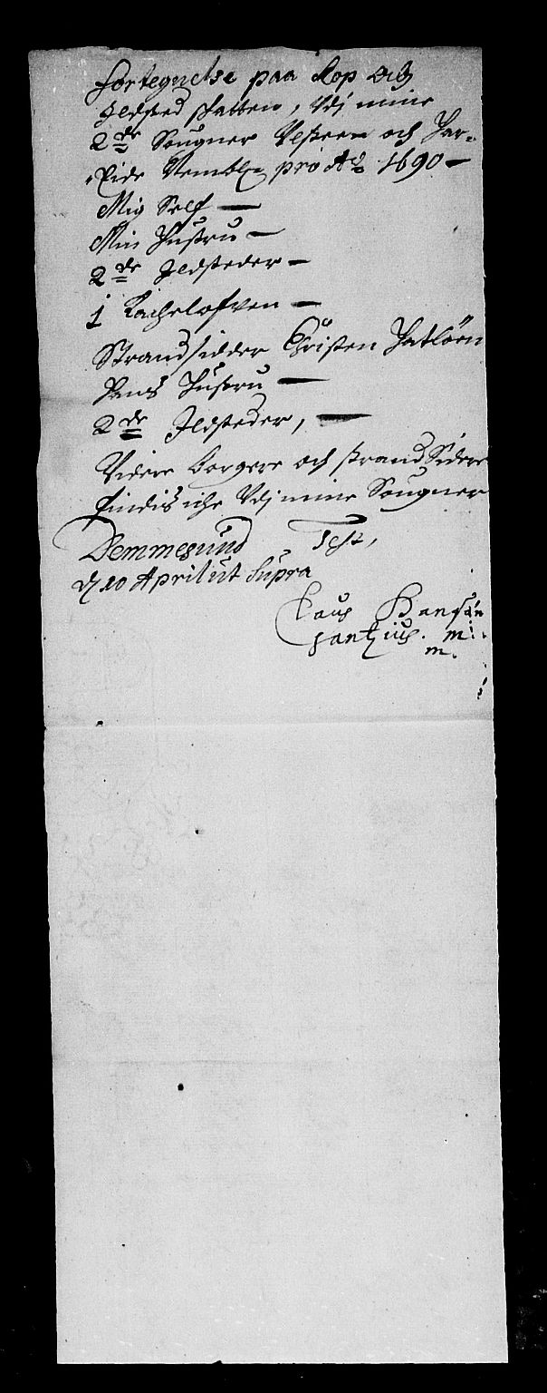 Rentekammeret inntil 1814, Reviderte regnskaper, Stiftamtstueregnskaper, Bergen stiftamt, AV/RA-EA-6043/R/Rc/L0093: Bergen stiftamt, 1690