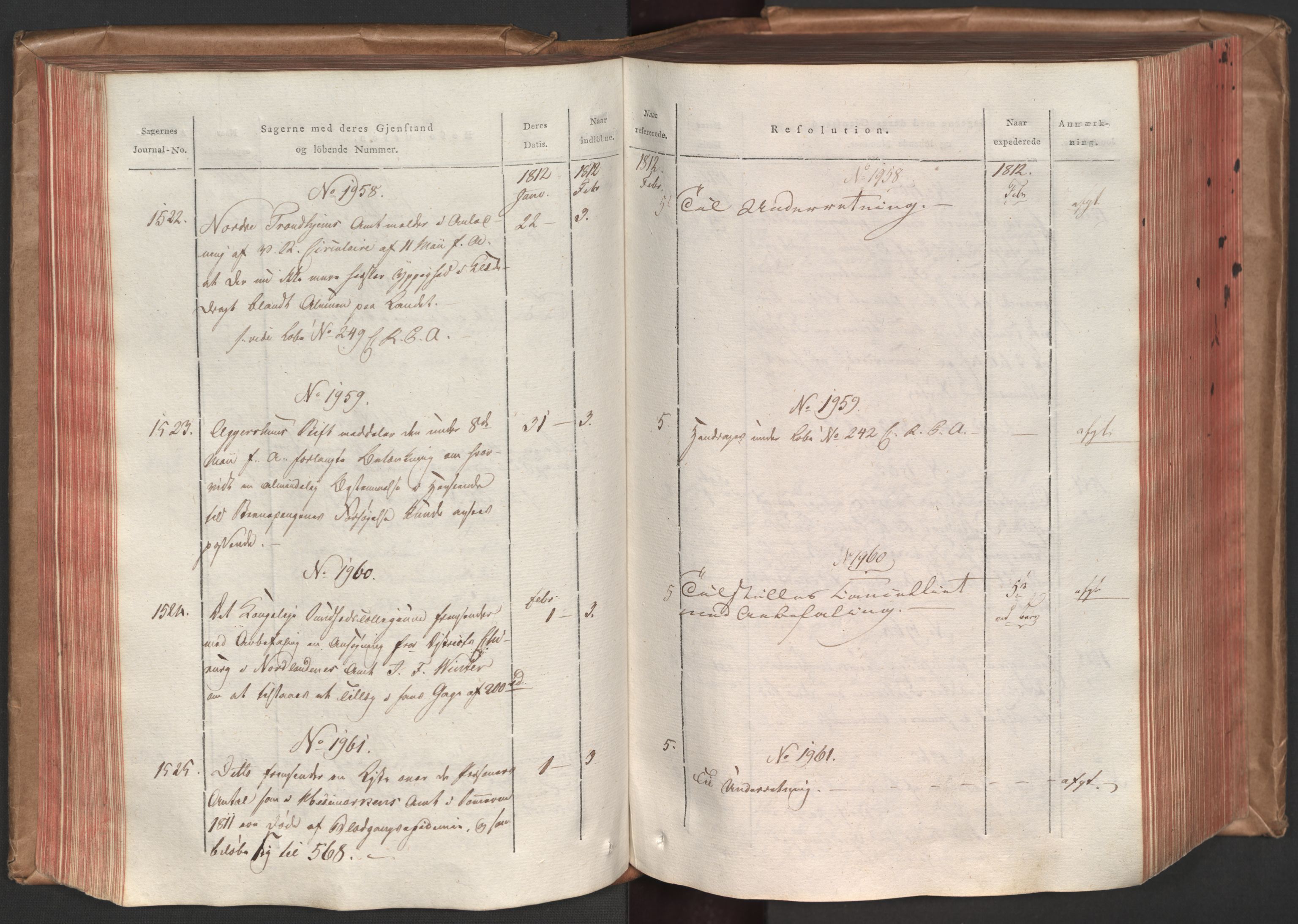 Stattholderembetet 1810-1814, 1. kontor (Kontor A), AV/RA-EA-2872/Ab/L0003: Referatprotokoll,  j.nr. 1244-2337,  l.nr. 1589-3010, 1811-1812, s. 109
