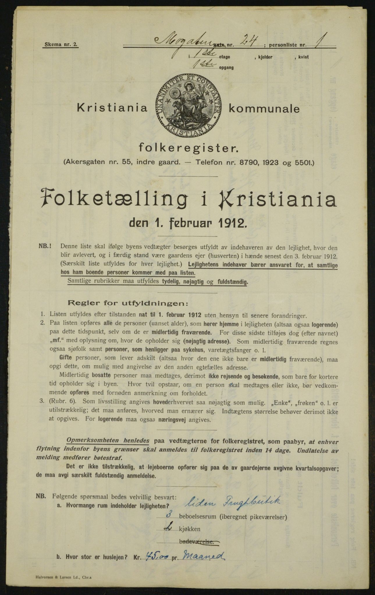 OBA, Kommunal folketelling 1.2.1912 for Kristiania, 1912, s. 66095