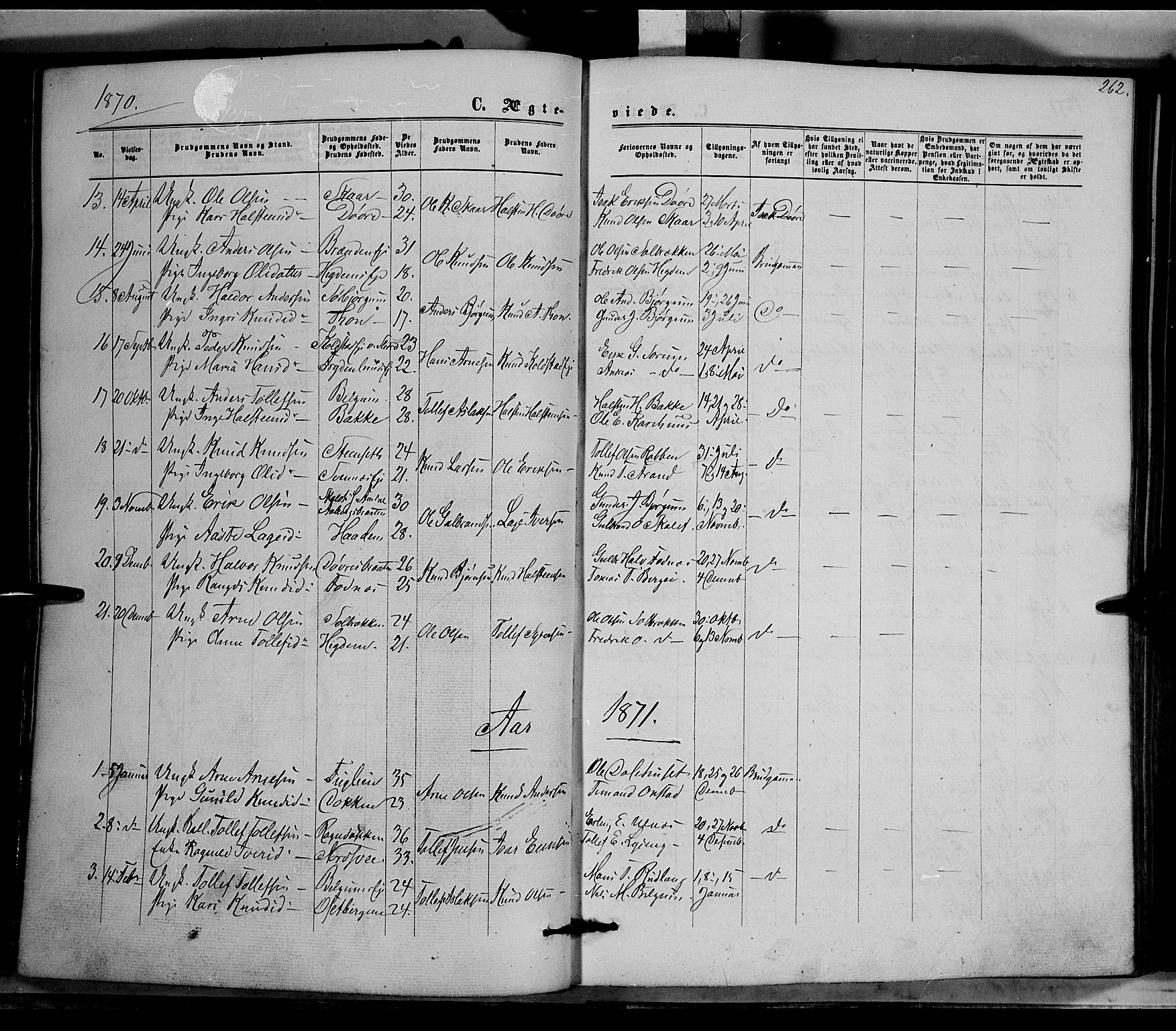 Nord-Aurdal prestekontor, AV/SAH-PREST-132/H/Ha/Haa/L0008: Ministerialbok nr. 8, 1863-1875, s. 262
