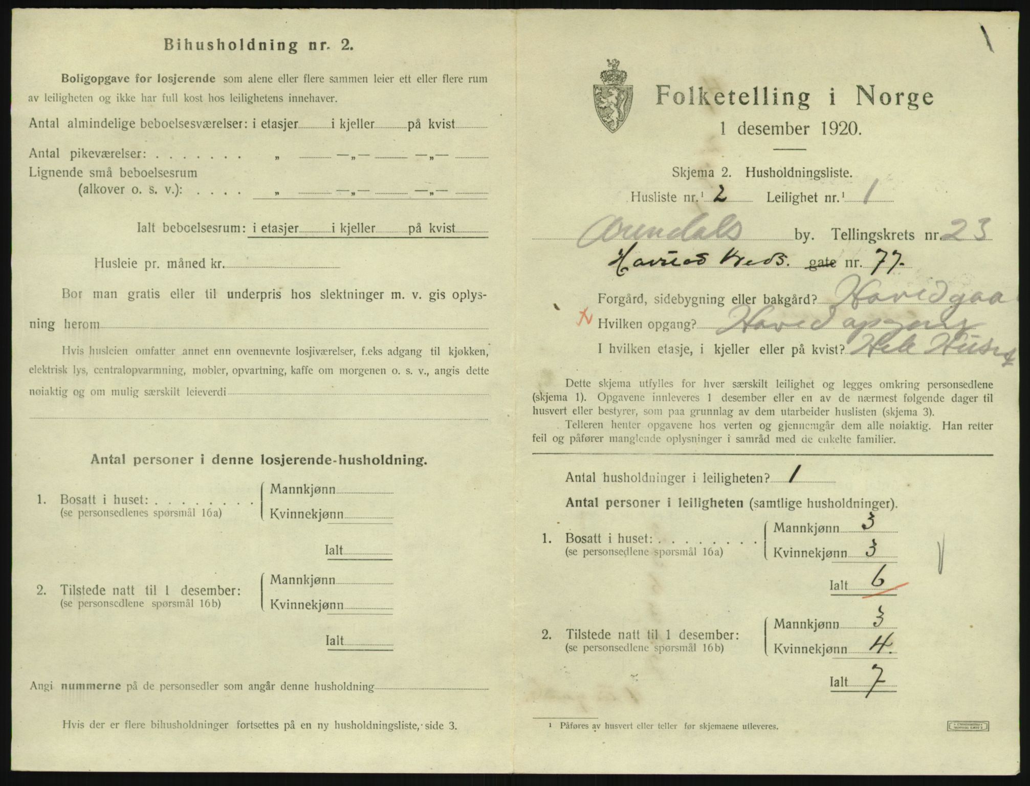 SAK, Folketelling 1920 for 0903 Arendal kjøpstad, 1920, s. 8824