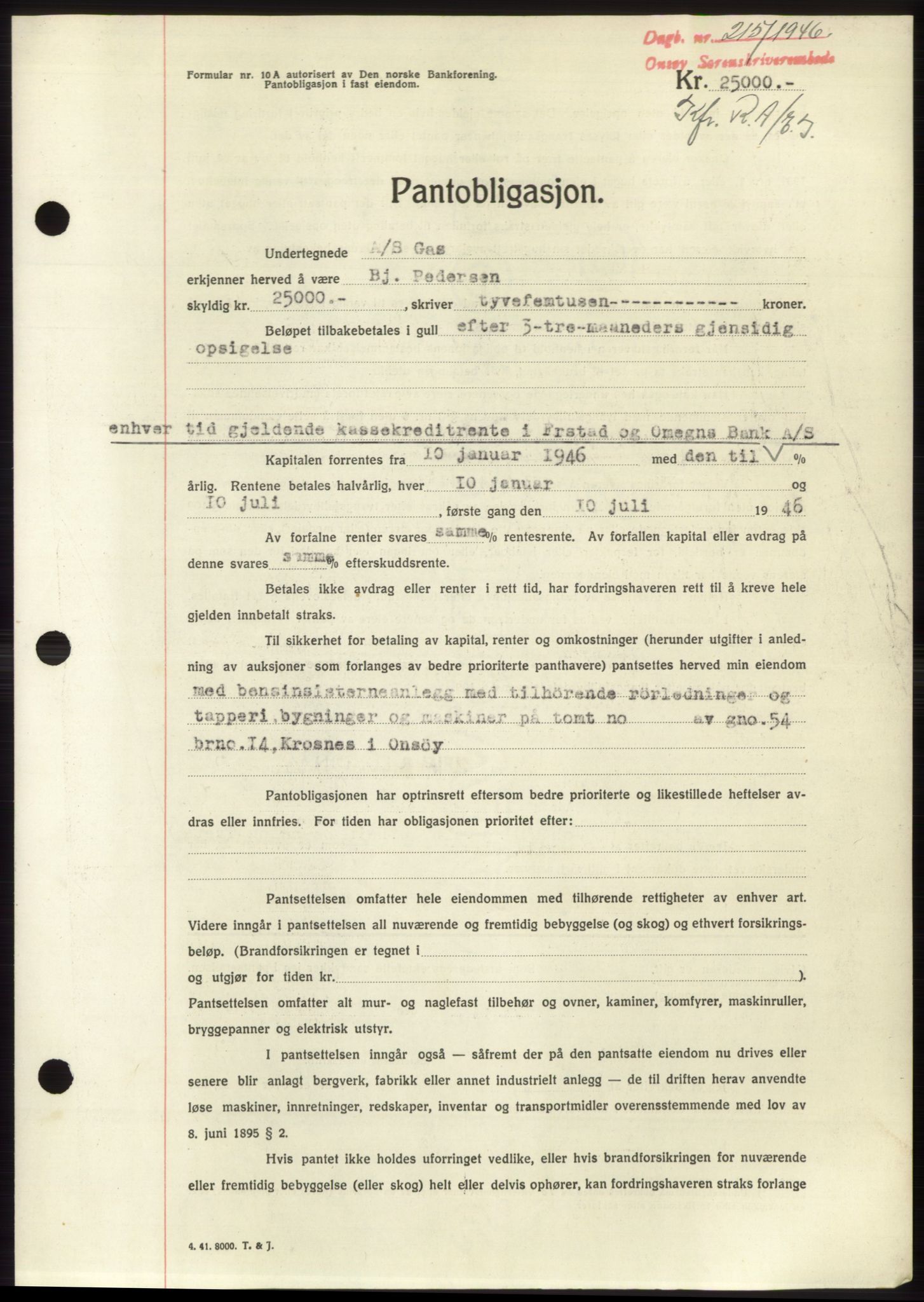 Onsøy sorenskriveri, SAO/A-10474/G/Ga/Gac/L0004: Pantebok nr. B4, 1944-1946, Dagboknr: 215/1946