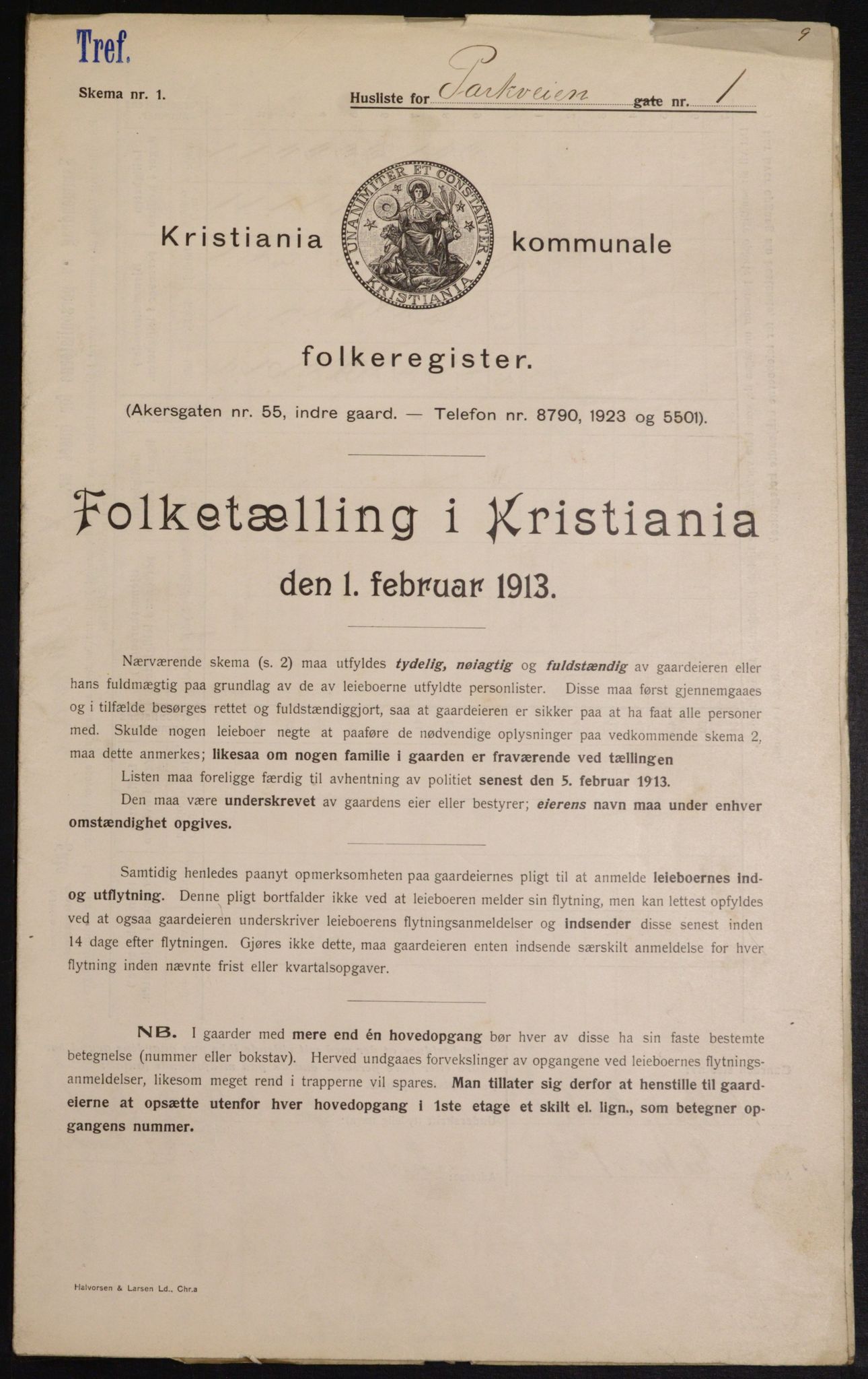 OBA, Kommunal folketelling 1.2.1913 for Kristiania, 1913, s. 77912