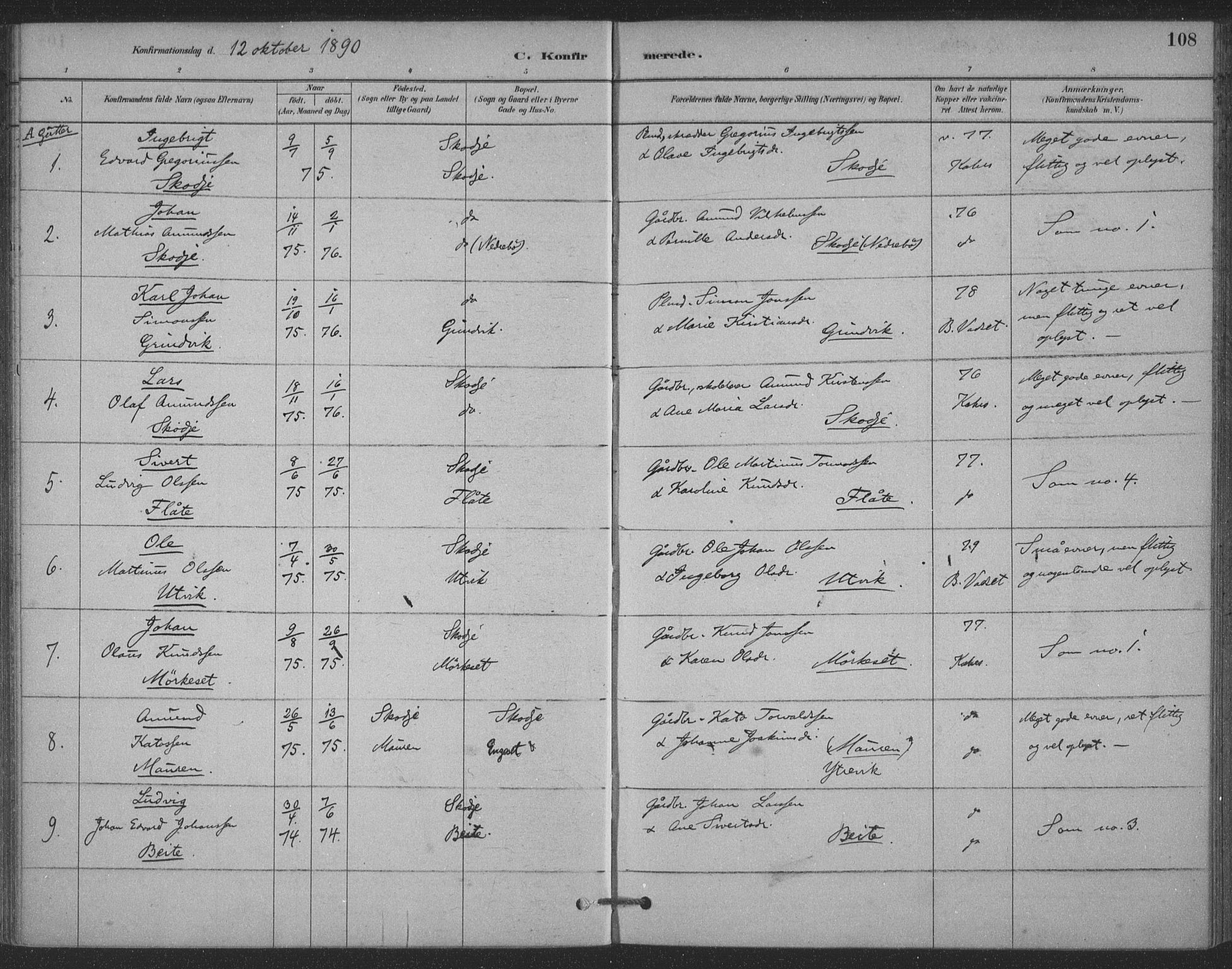 Ministerialprotokoller, klokkerbøker og fødselsregistre - Møre og Romsdal, SAT/A-1454/524/L0356: Ministerialbok nr. 524A08, 1880-1899, s. 108