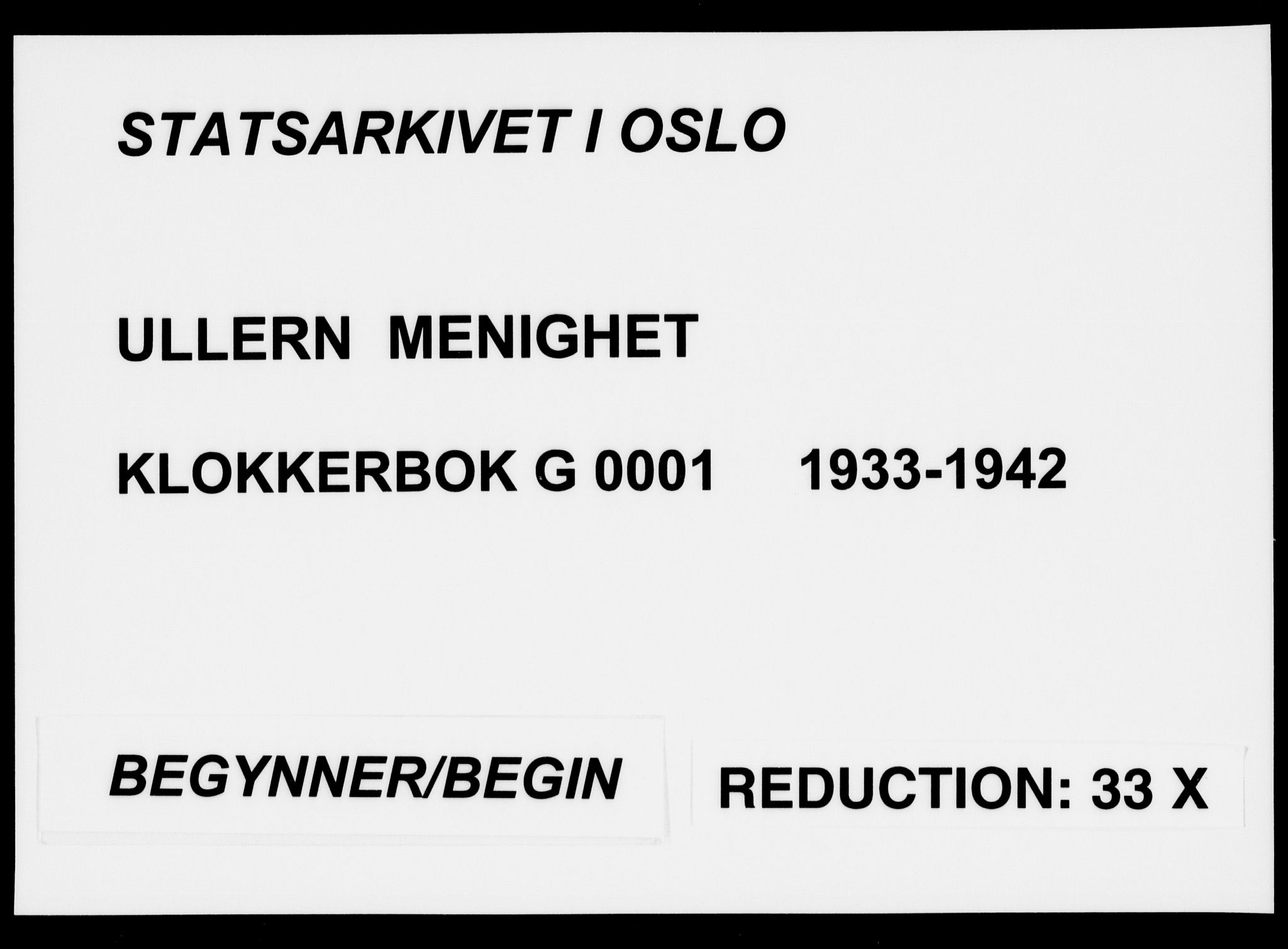 Ullern prestekontor Kirkebøker, SAO/A-10740/G/L0001: Klokkerbok nr. 1, 1933-1942