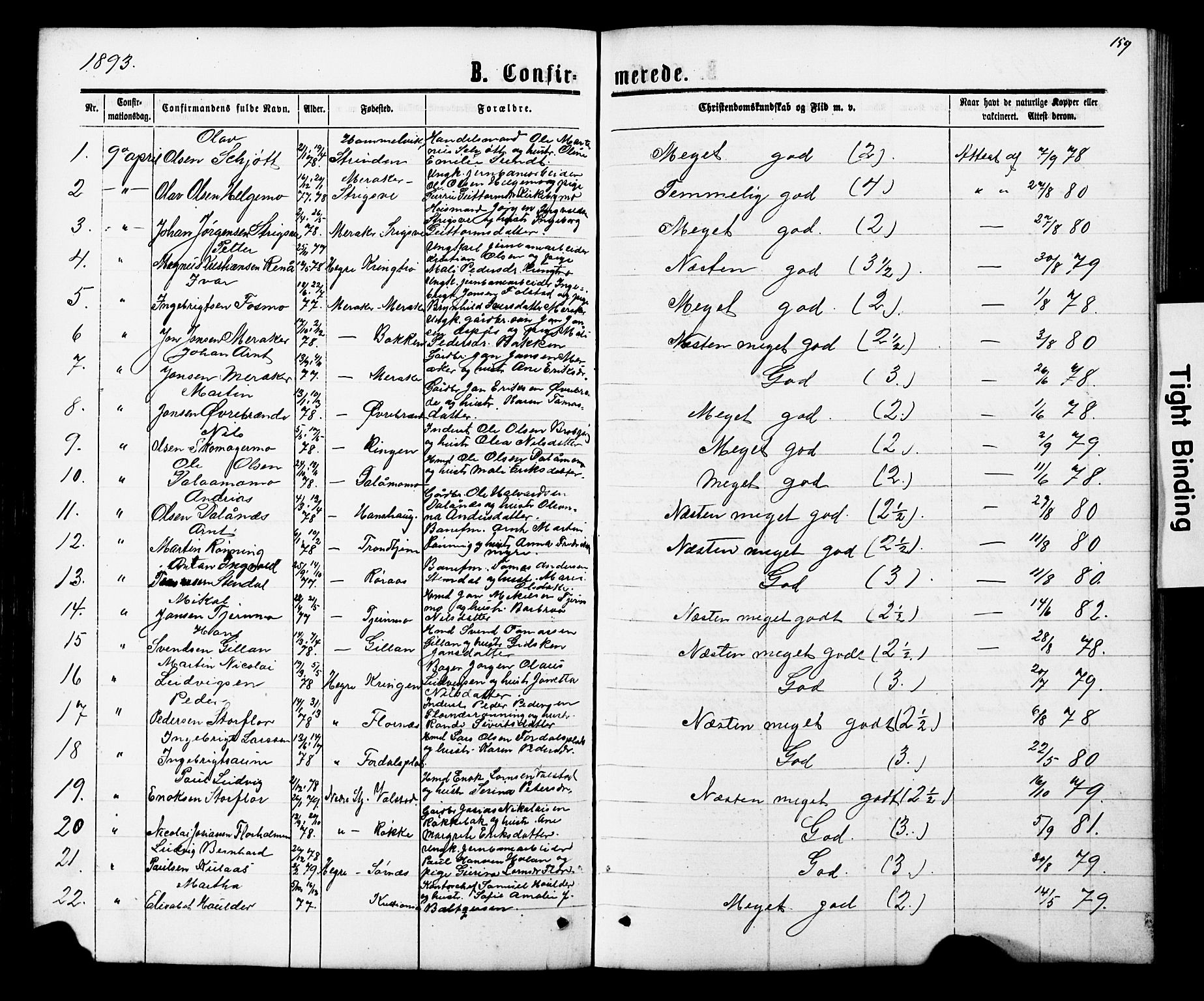 Ministerialprotokoller, klokkerbøker og fødselsregistre - Nord-Trøndelag, SAT/A-1458/706/L0049: Klokkerbok nr. 706C01, 1864-1895, s. 159